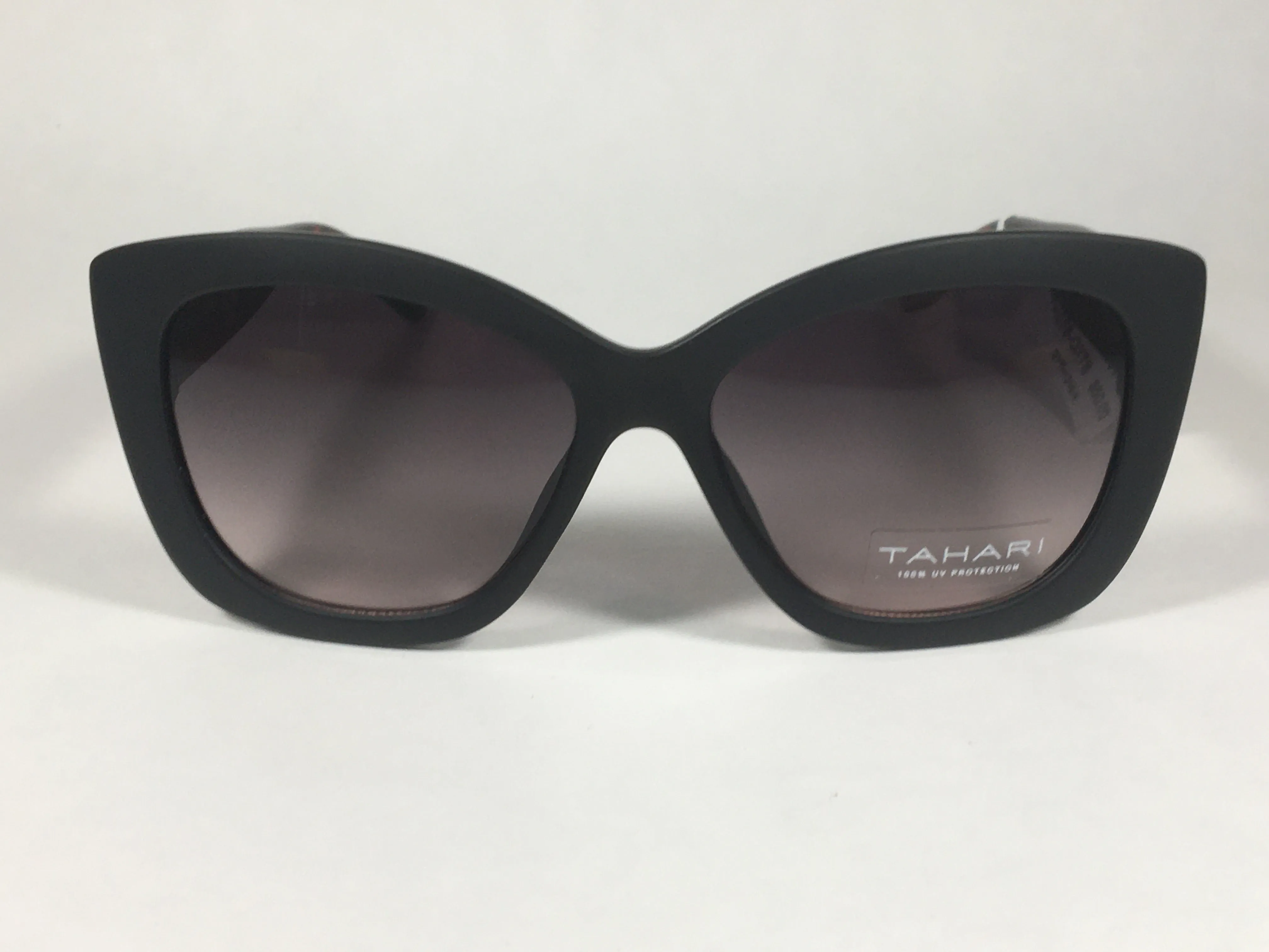 Tahari Large Cat Eye Sunglasses Matte Black And Tortoise Frame Gray Gradient Lens TH558 OXTS