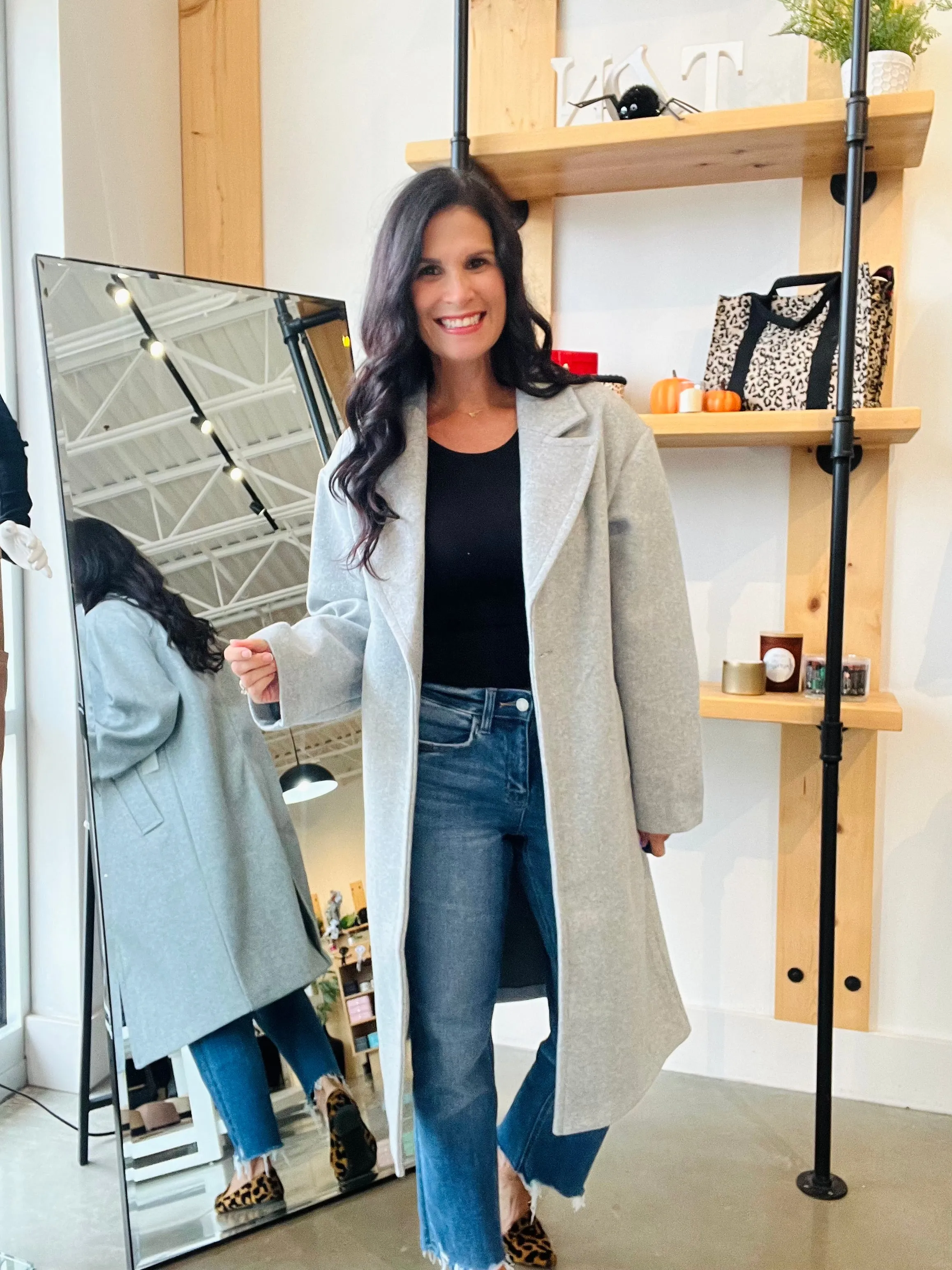 Tailored Trench Coat in Heather Grey