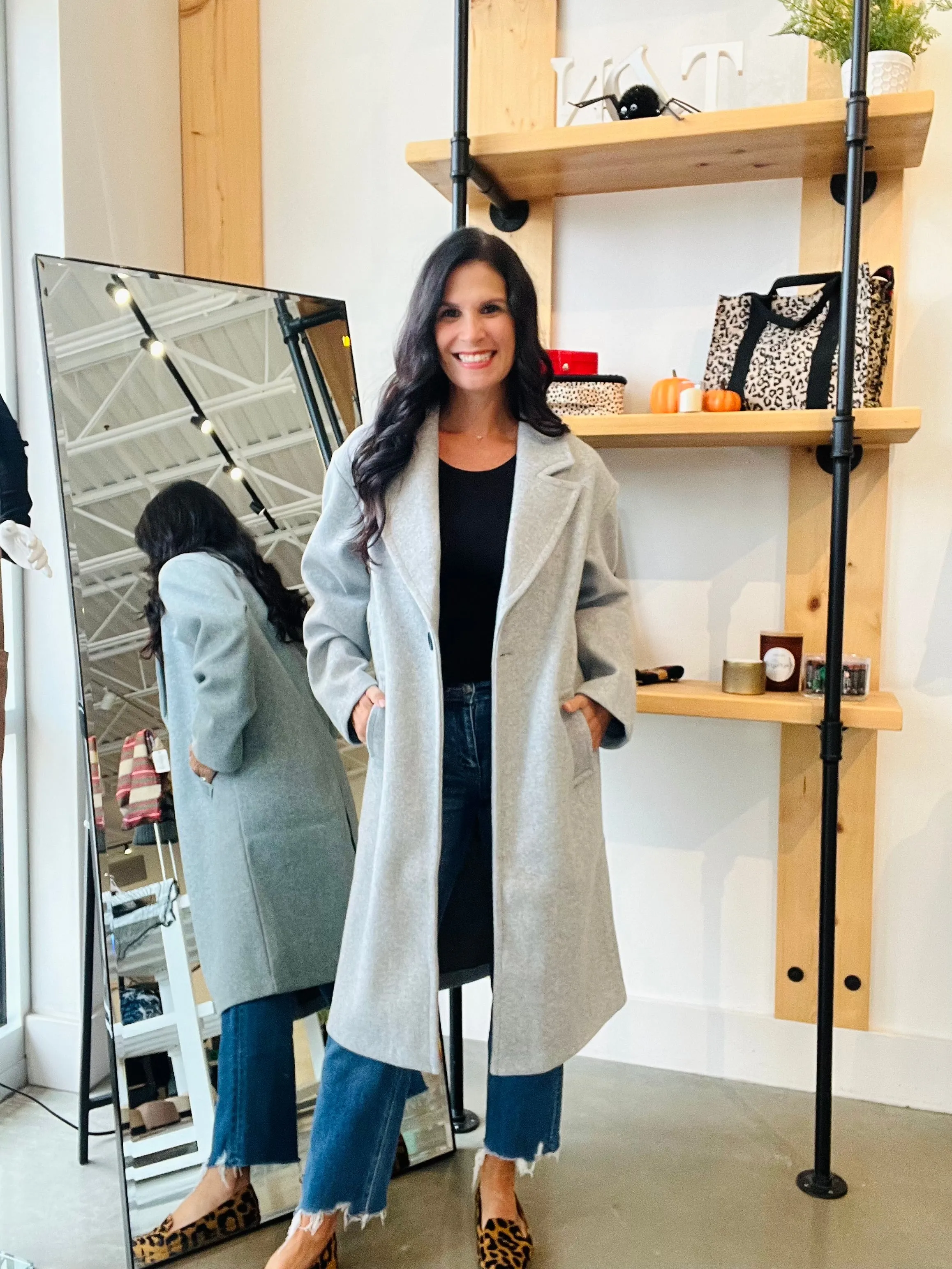 Tailored Trench Coat in Heather Grey