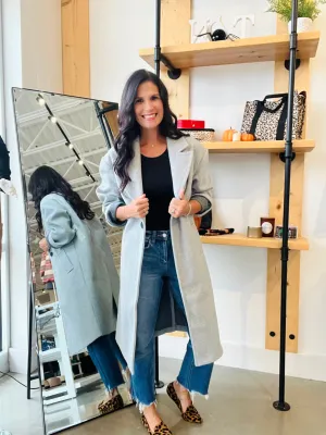 Tailored Trench Coat in Heather Grey