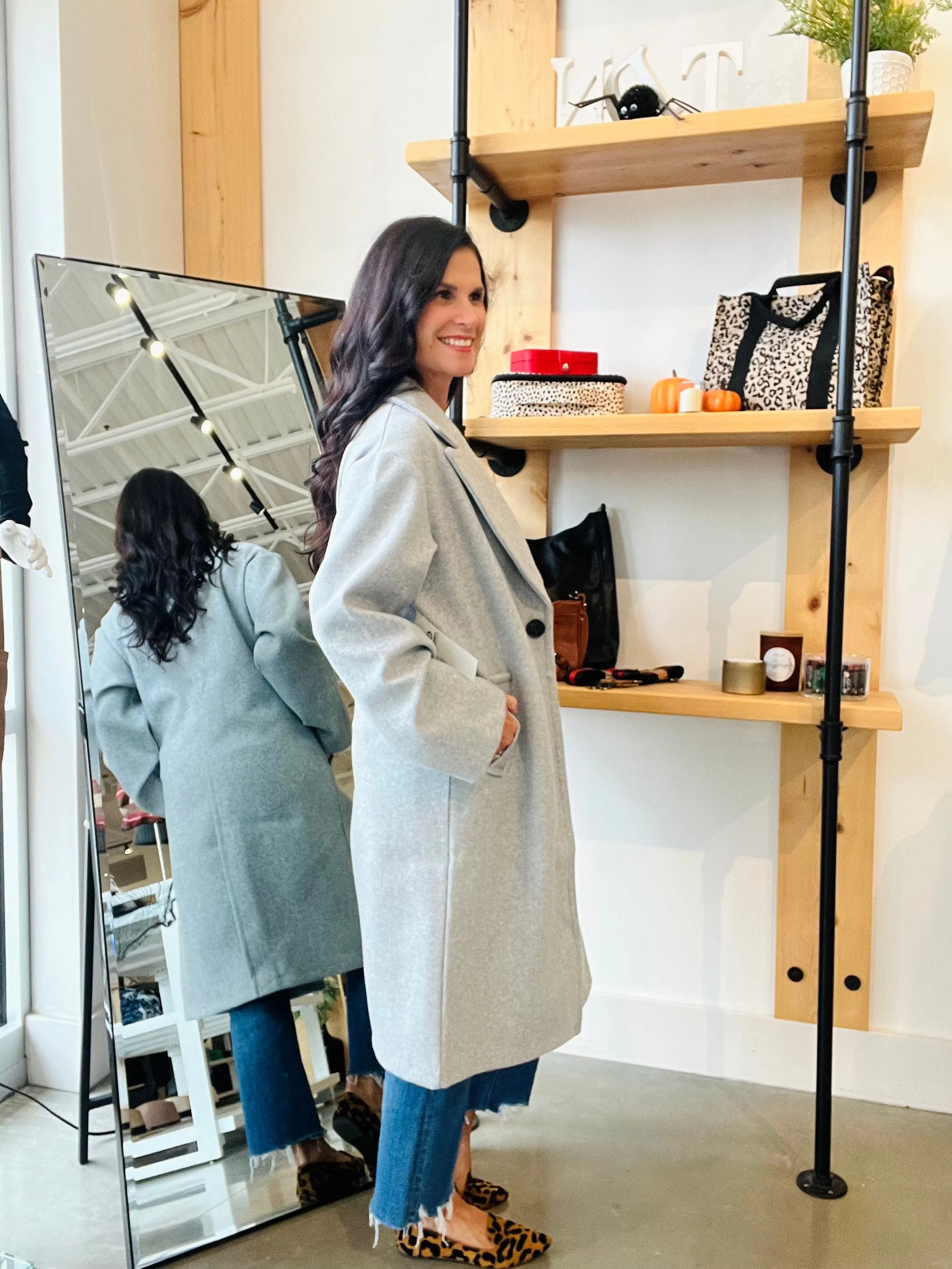 Tailored Trench Coat in Heather Grey