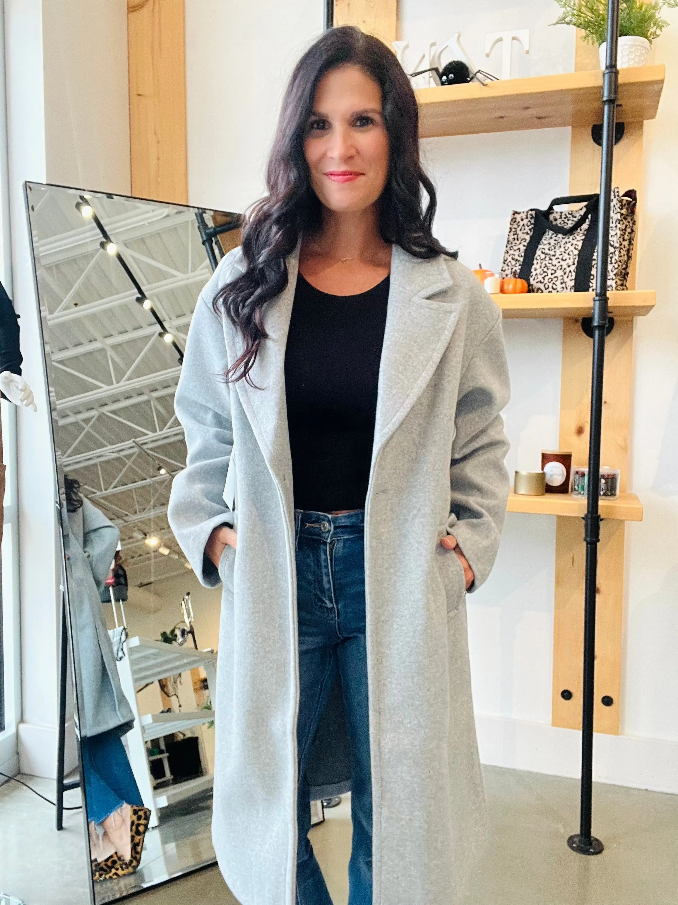 Tailored Trench Coat in Heather Grey