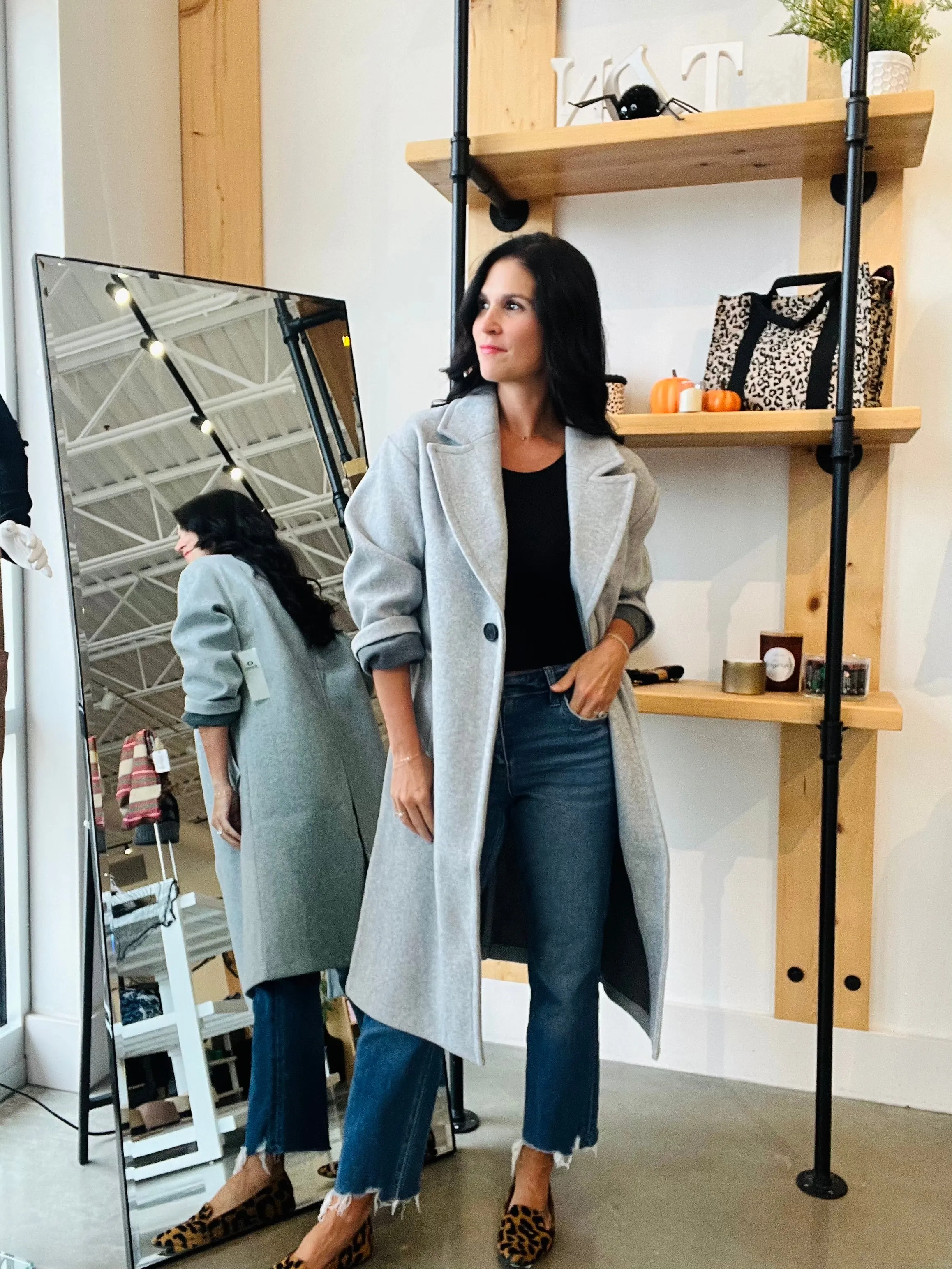 Tailored Trench Coat in Heather Grey
