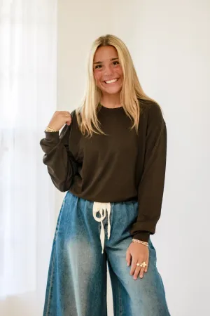 Take It Easy Sweatshirt in Chocolate