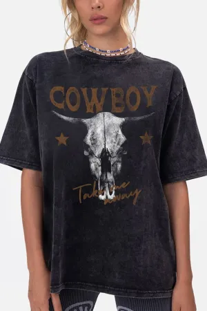 TAKE ME AWAY COWBOY Graphic Oversized top tee