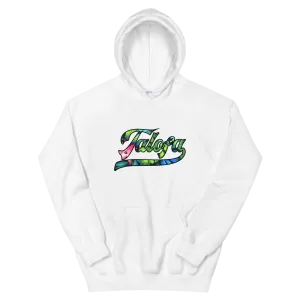 Talofa Script ~ Floral with Black Border *ADULT HOODIE*