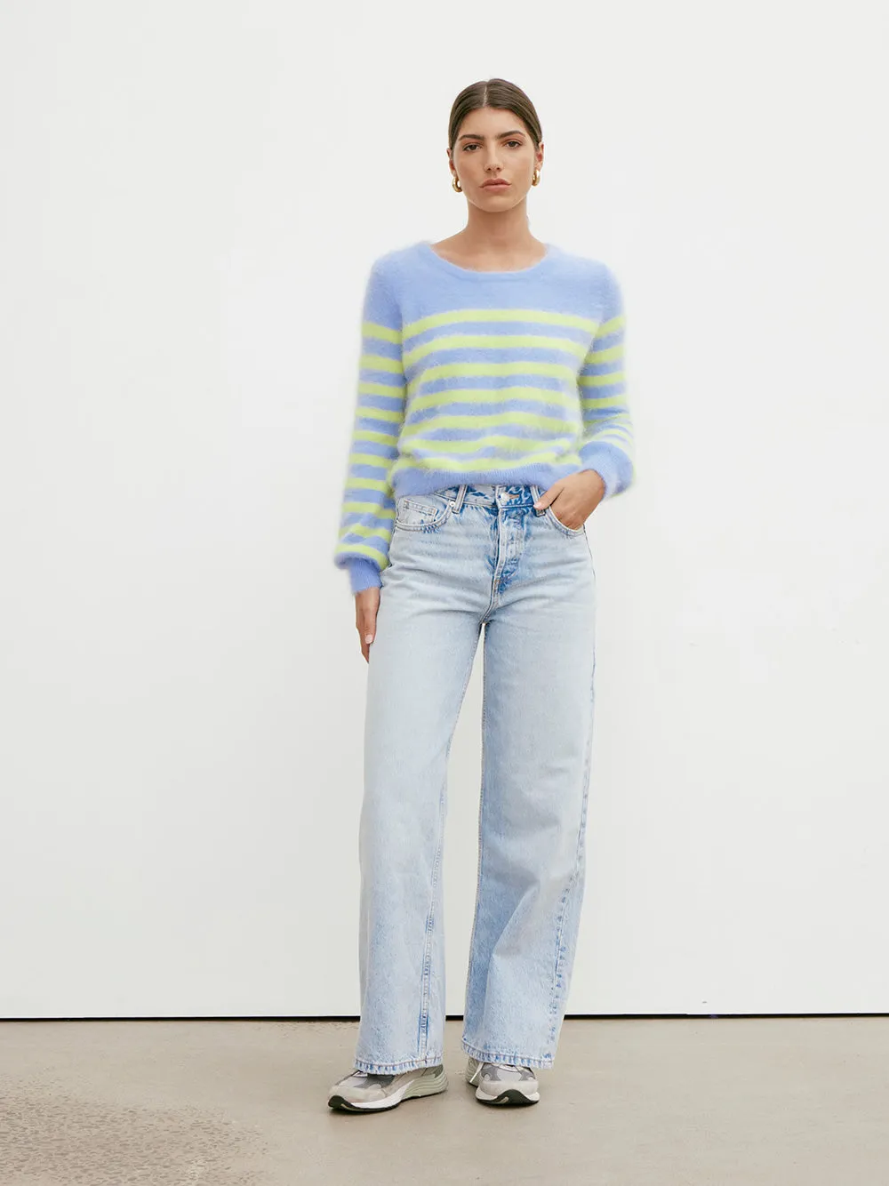 Tara Cashmere Stripe Knit - PERRIWINKLE