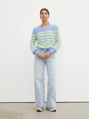 Tara Cashmere Stripe Knit - PERRIWINKLE