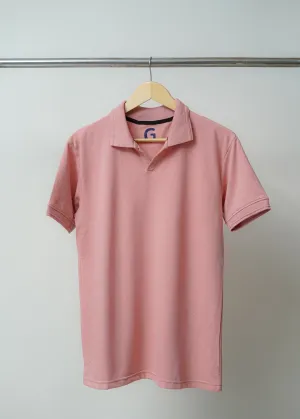 TEXTURED KNIT PEACH POLO SHIRT