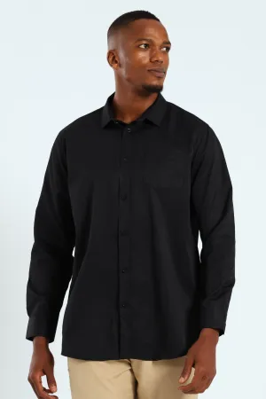 Textured Long Sleeve Shirt - Black