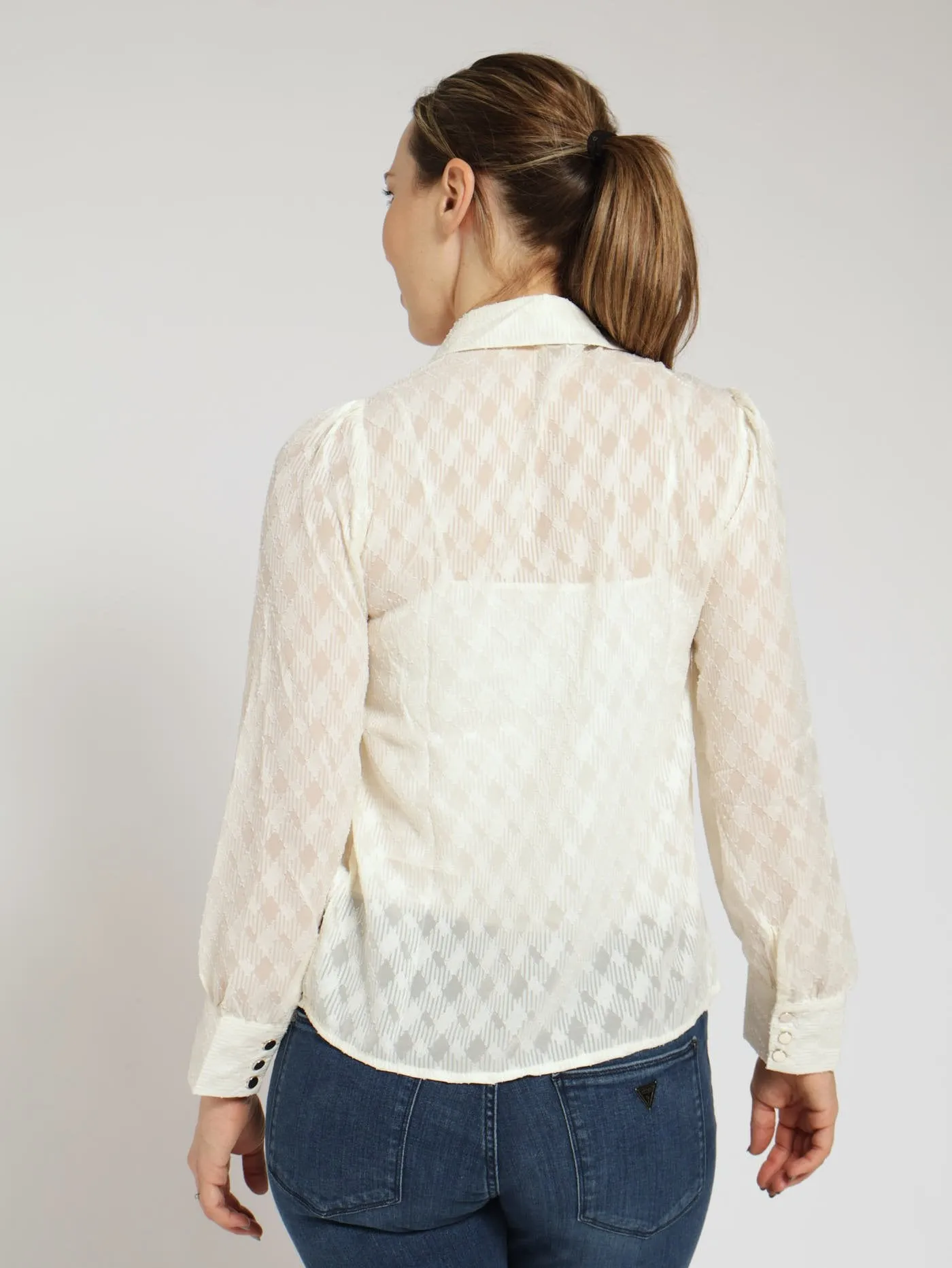 Textured Pocket Detail Shirt - Cream