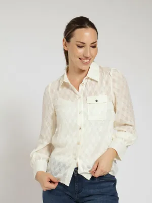 Textured Pocket Detail Shirt - Cream