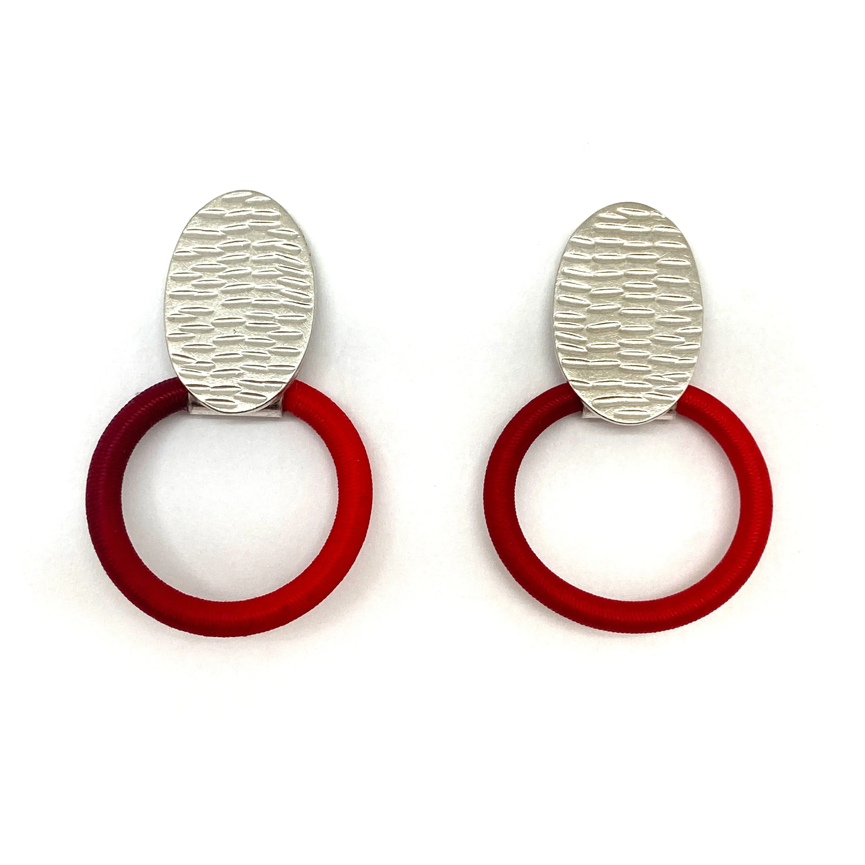 Textured Red Stud Earrings