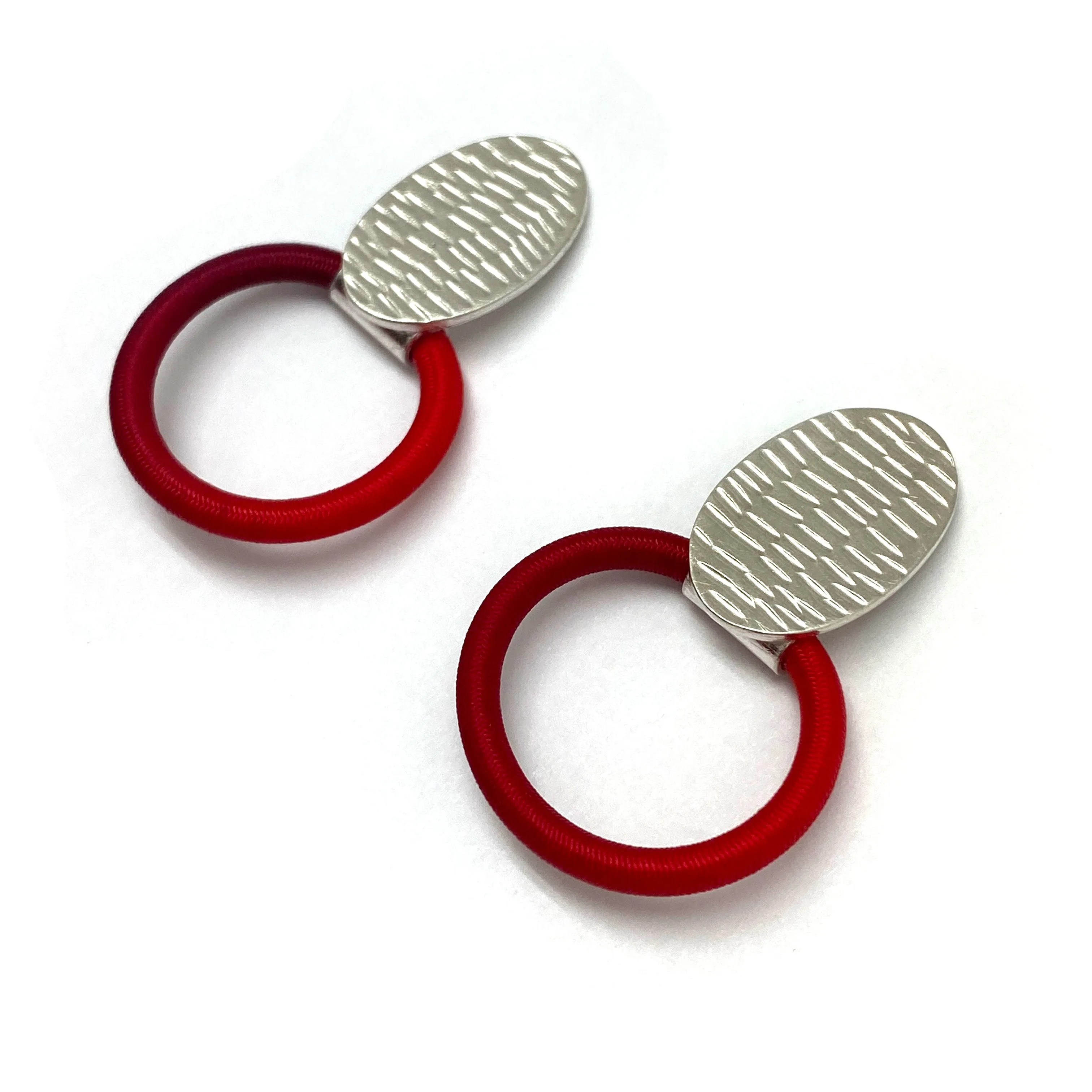 Textured Red Stud Earrings