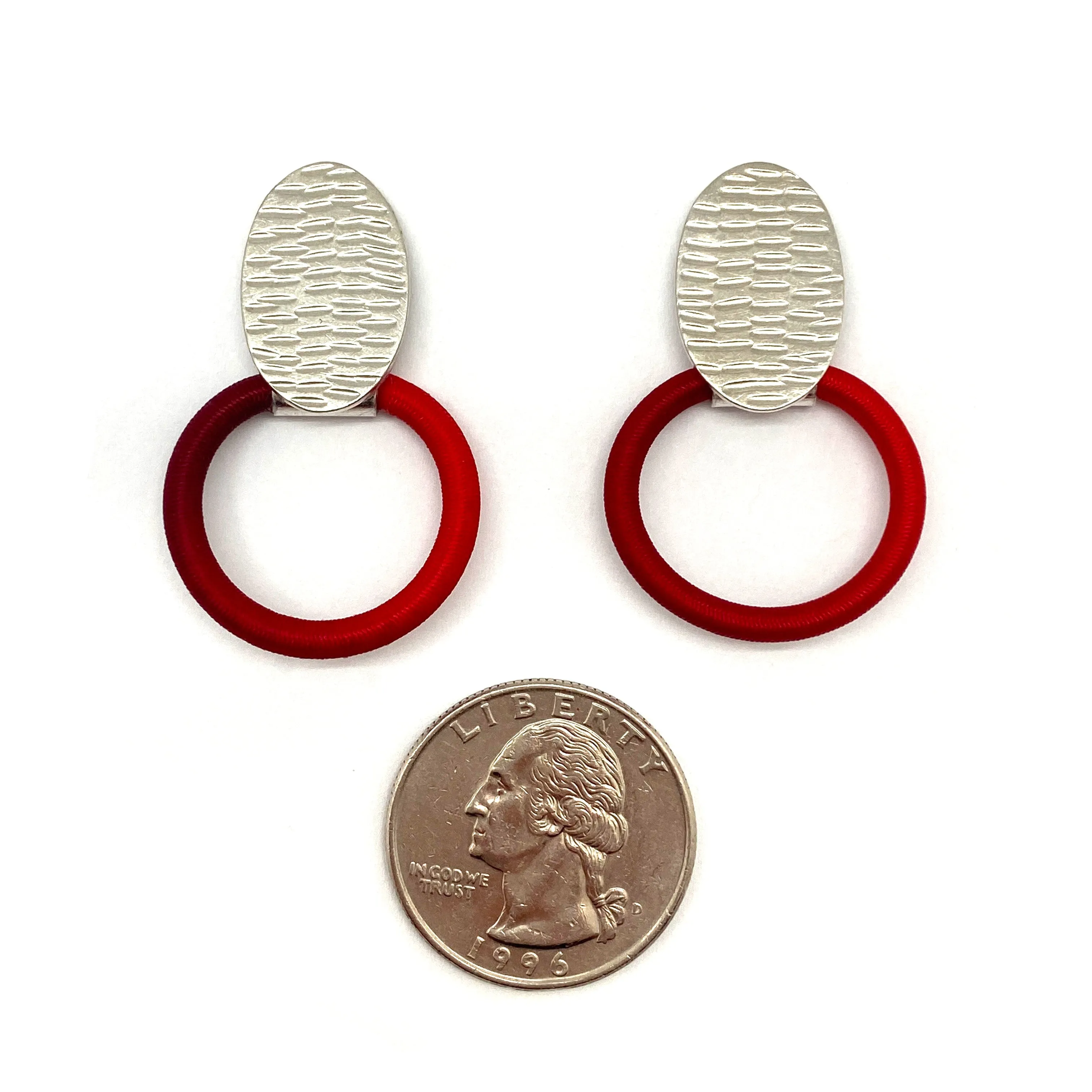 Textured Red Stud Earrings