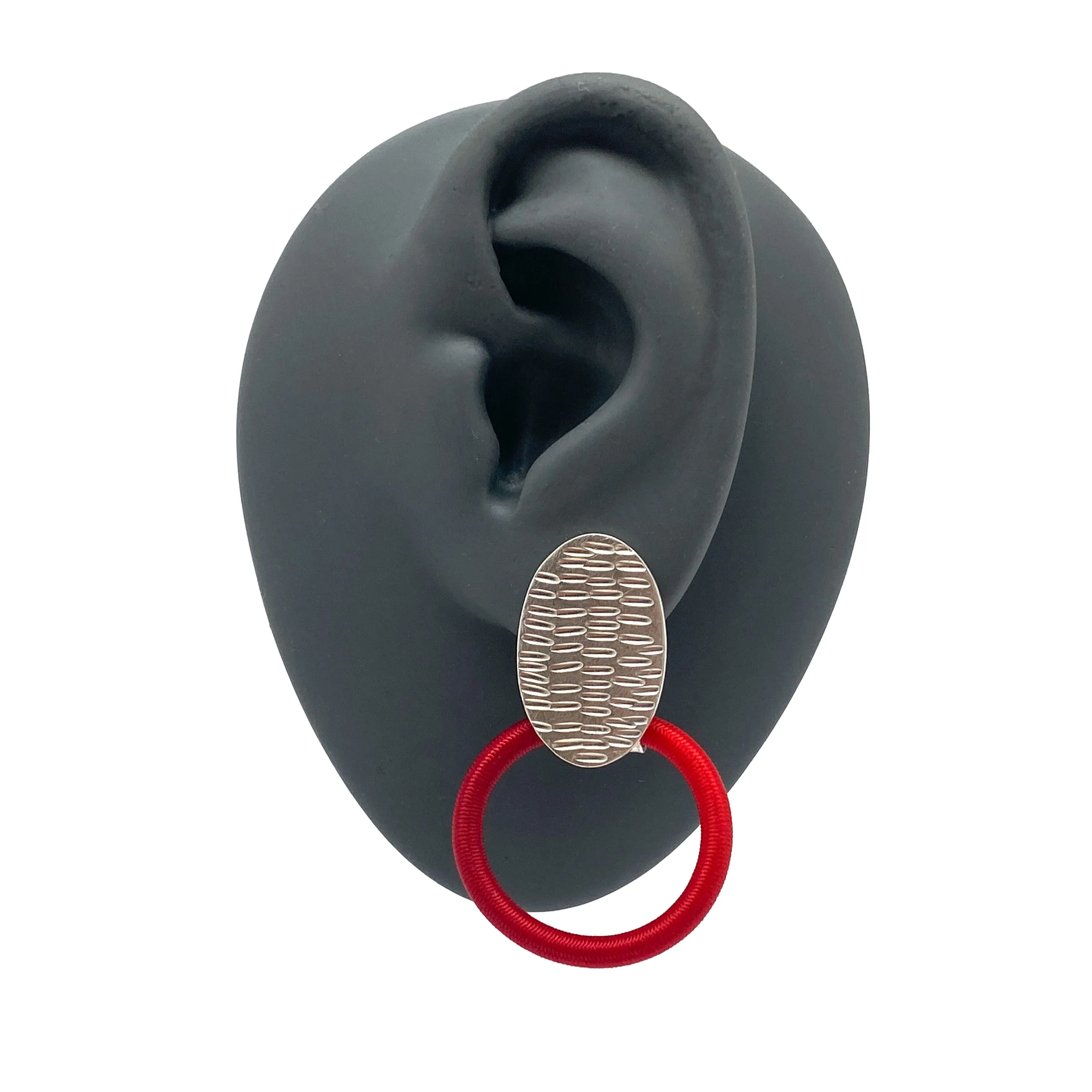 Textured Red Stud Earrings