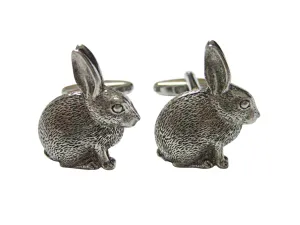 Textured Round Hare Rabbit Cufflinks