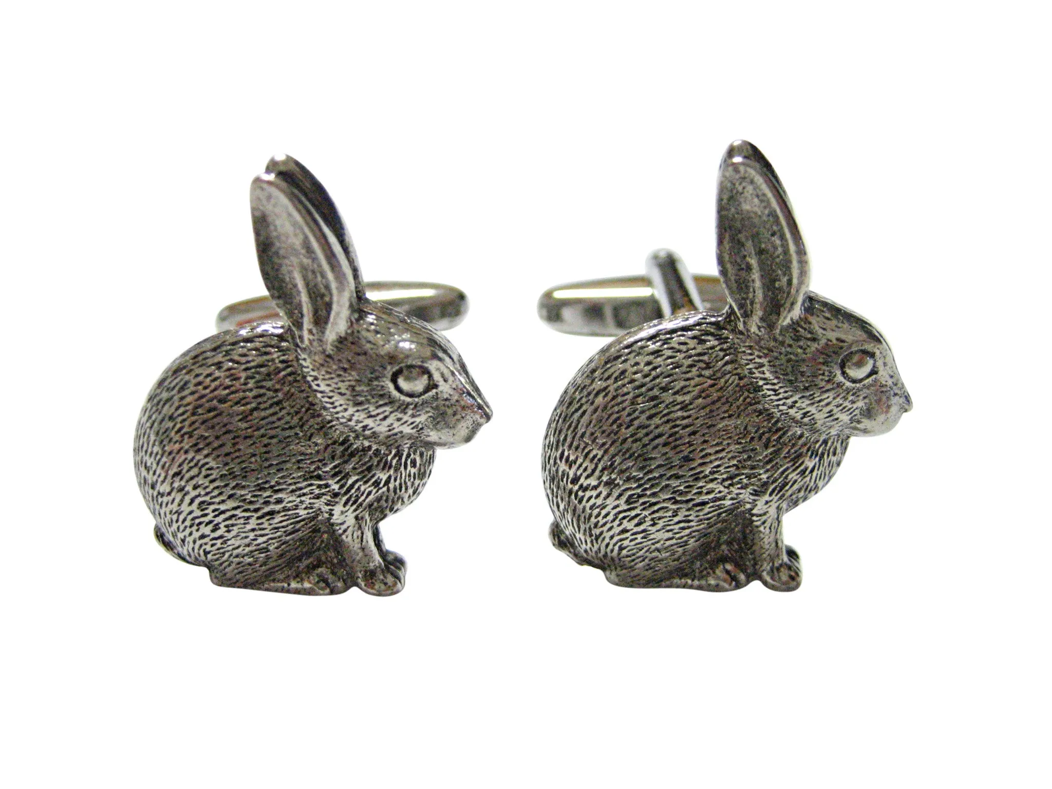 Textured Round Hare Rabbit Cufflinks