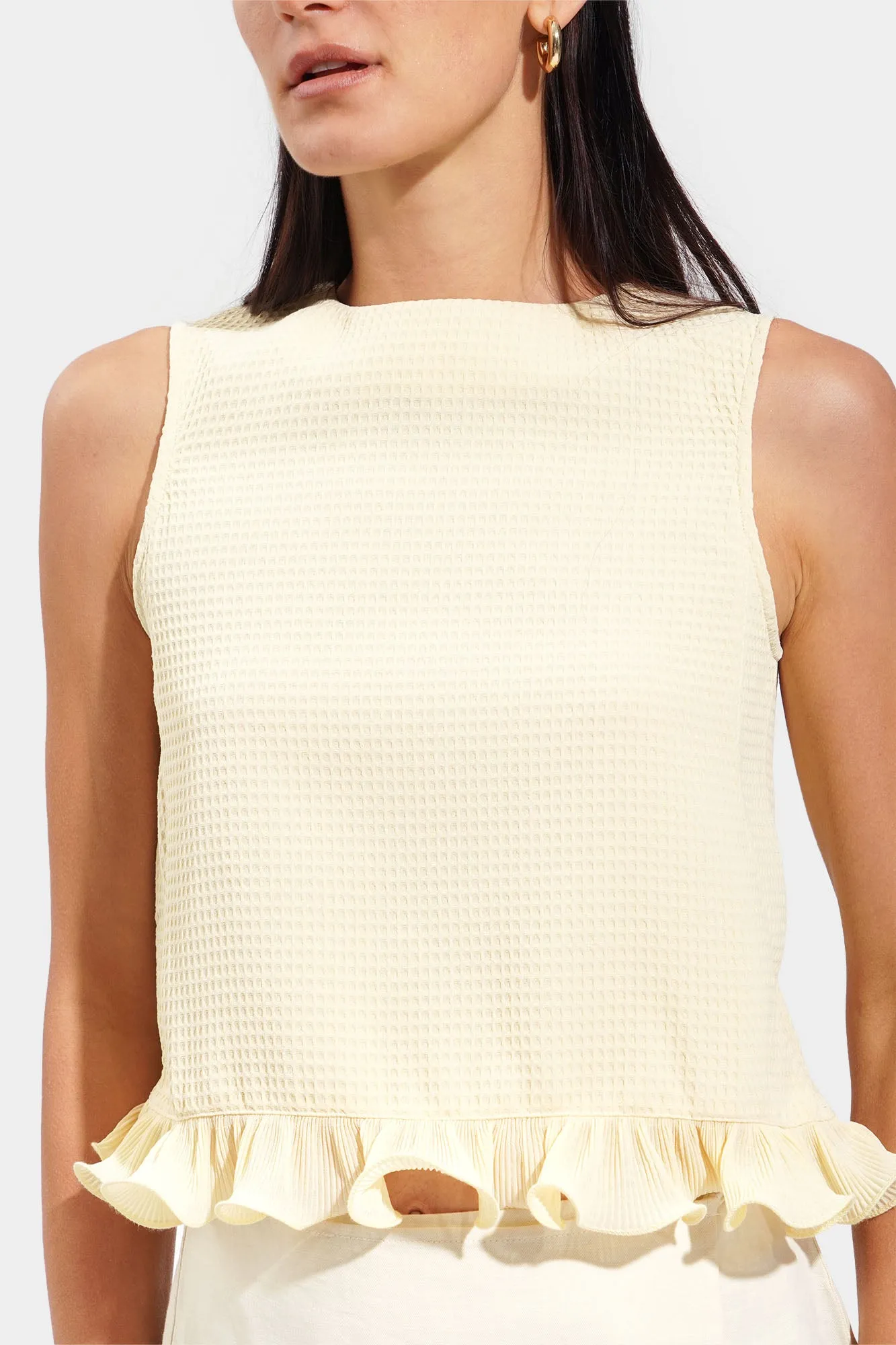 Textured Ruffle Trim Top