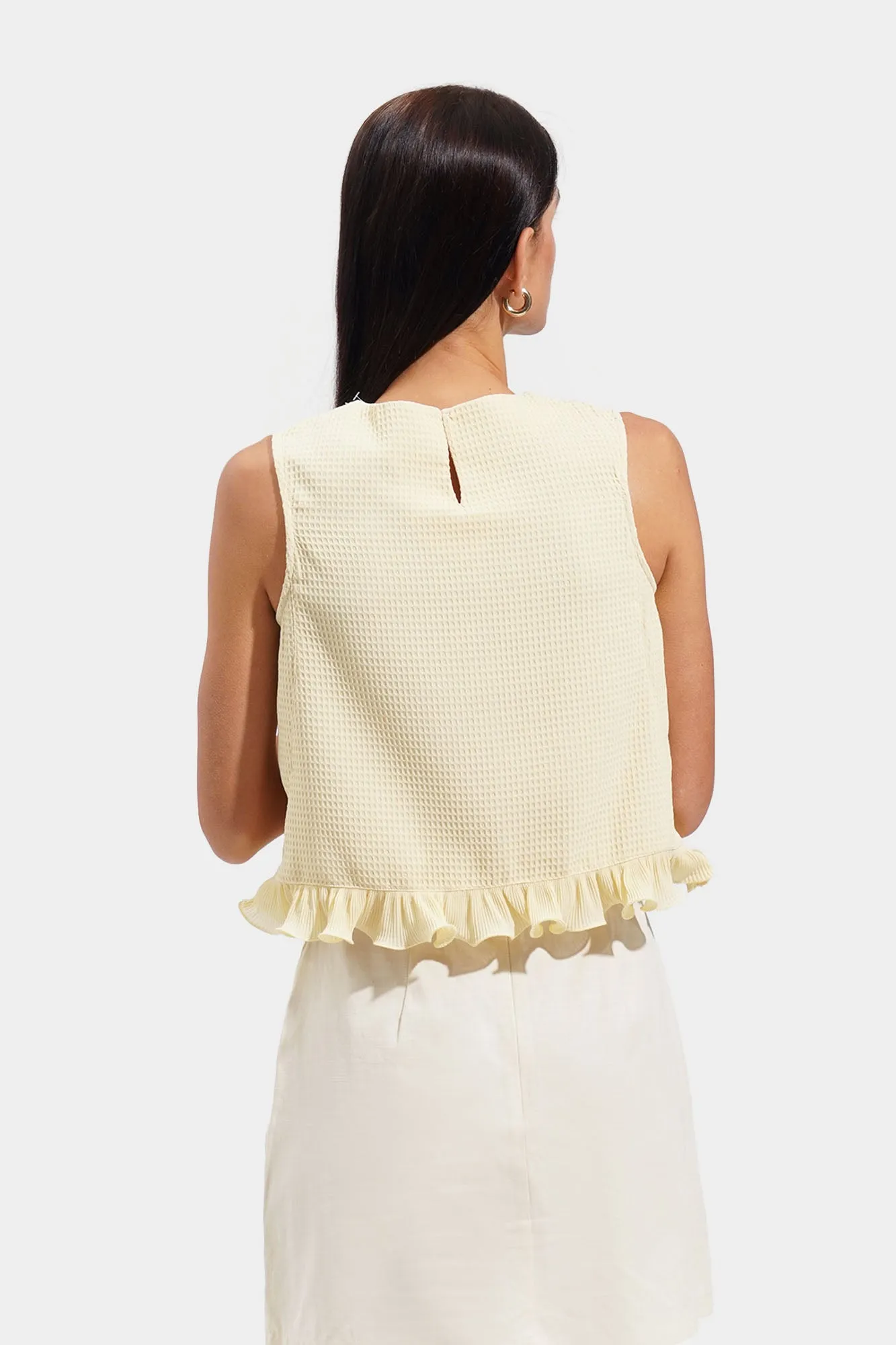 Textured Ruffle Trim Top