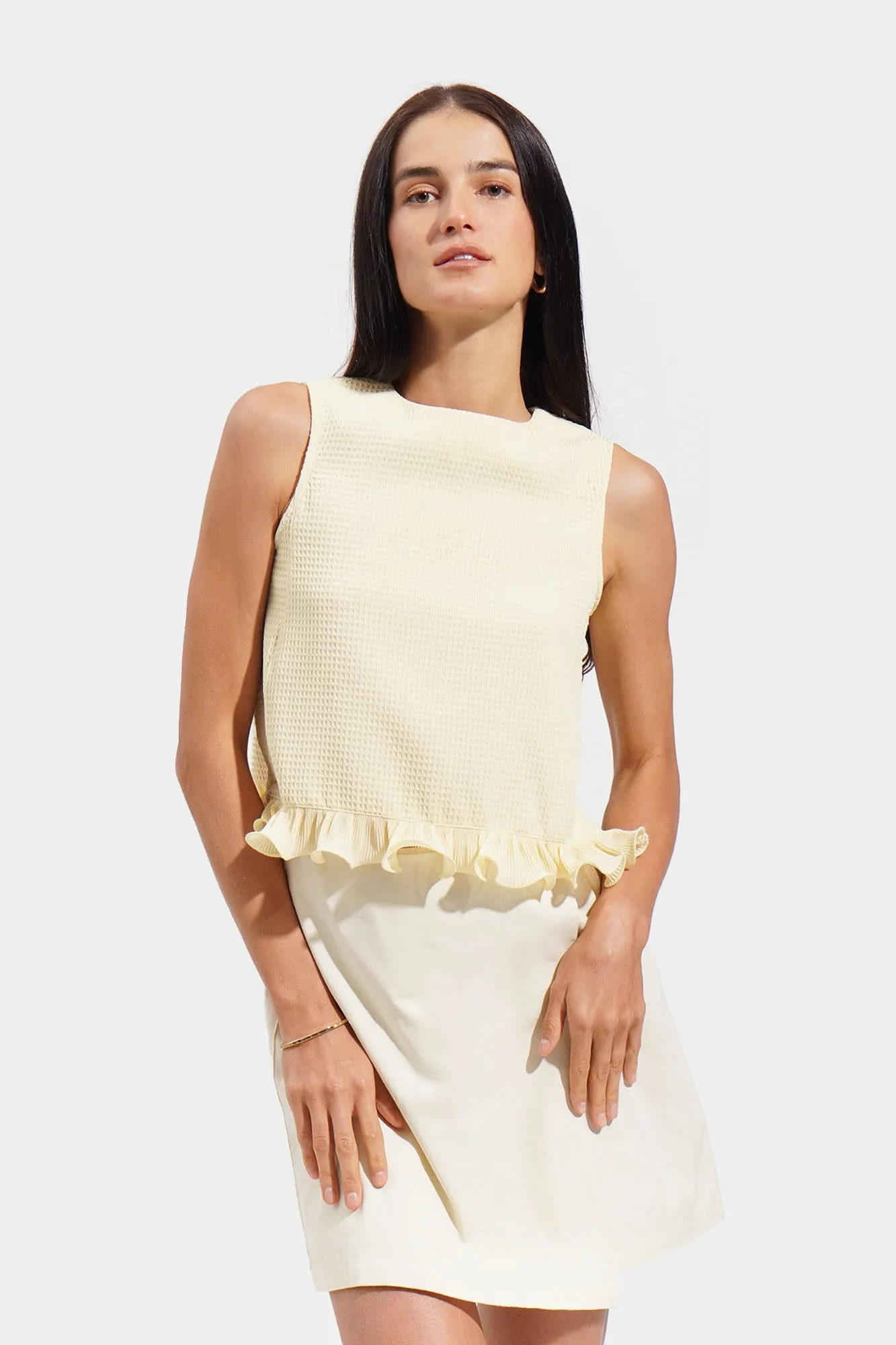 Textured Ruffle Trim Top