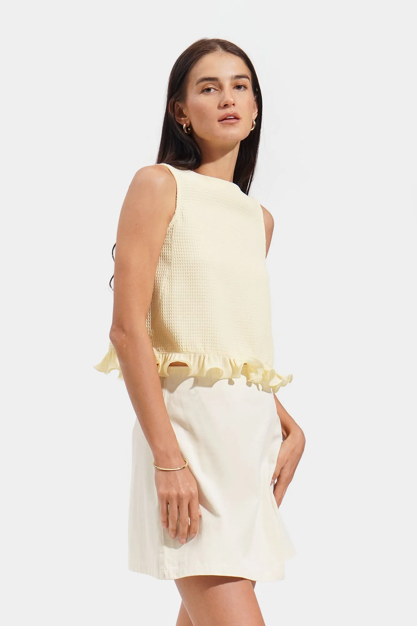 Textured Ruffle Trim Top