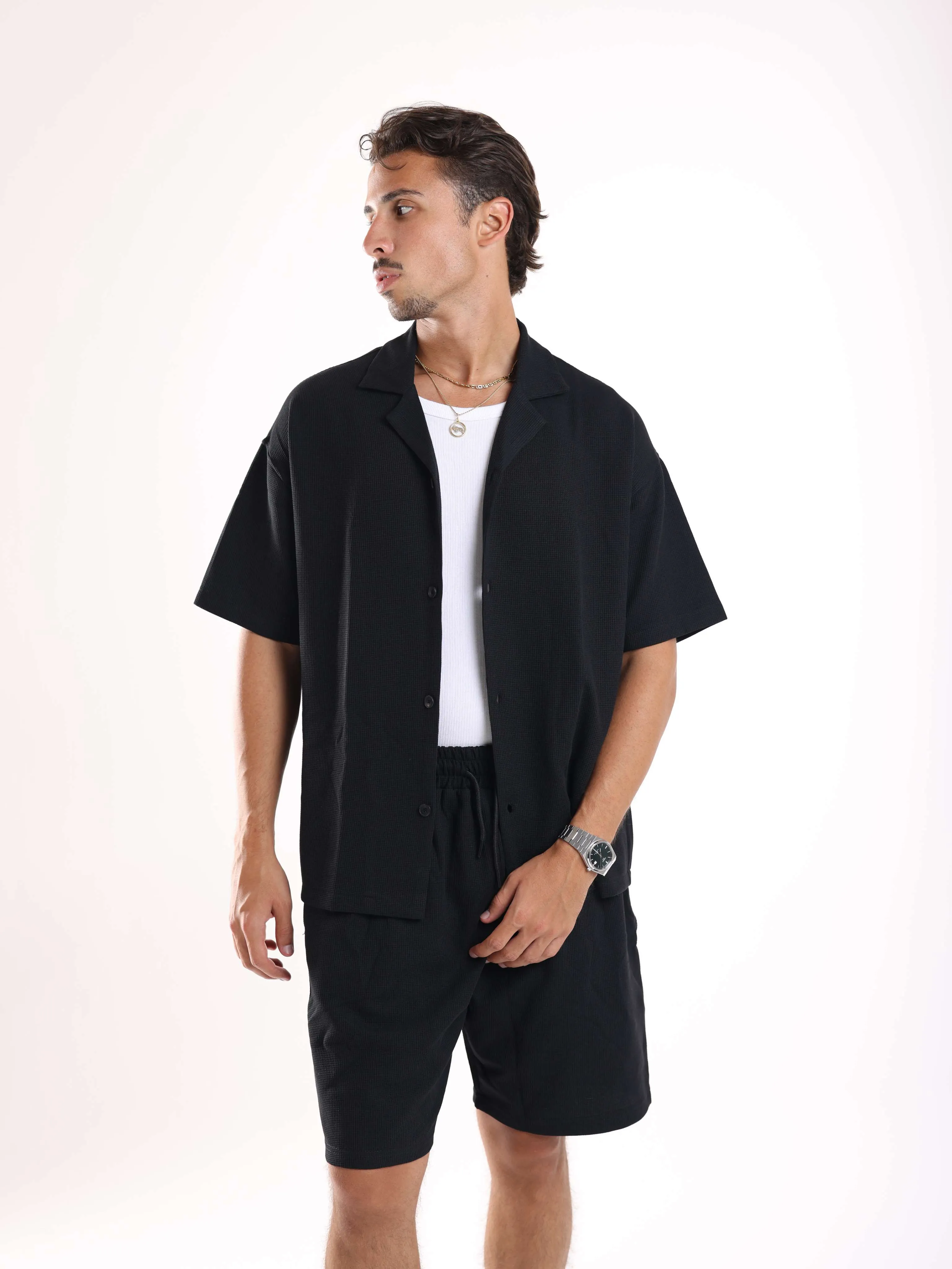 TEXTURED SHIRT - BLACK