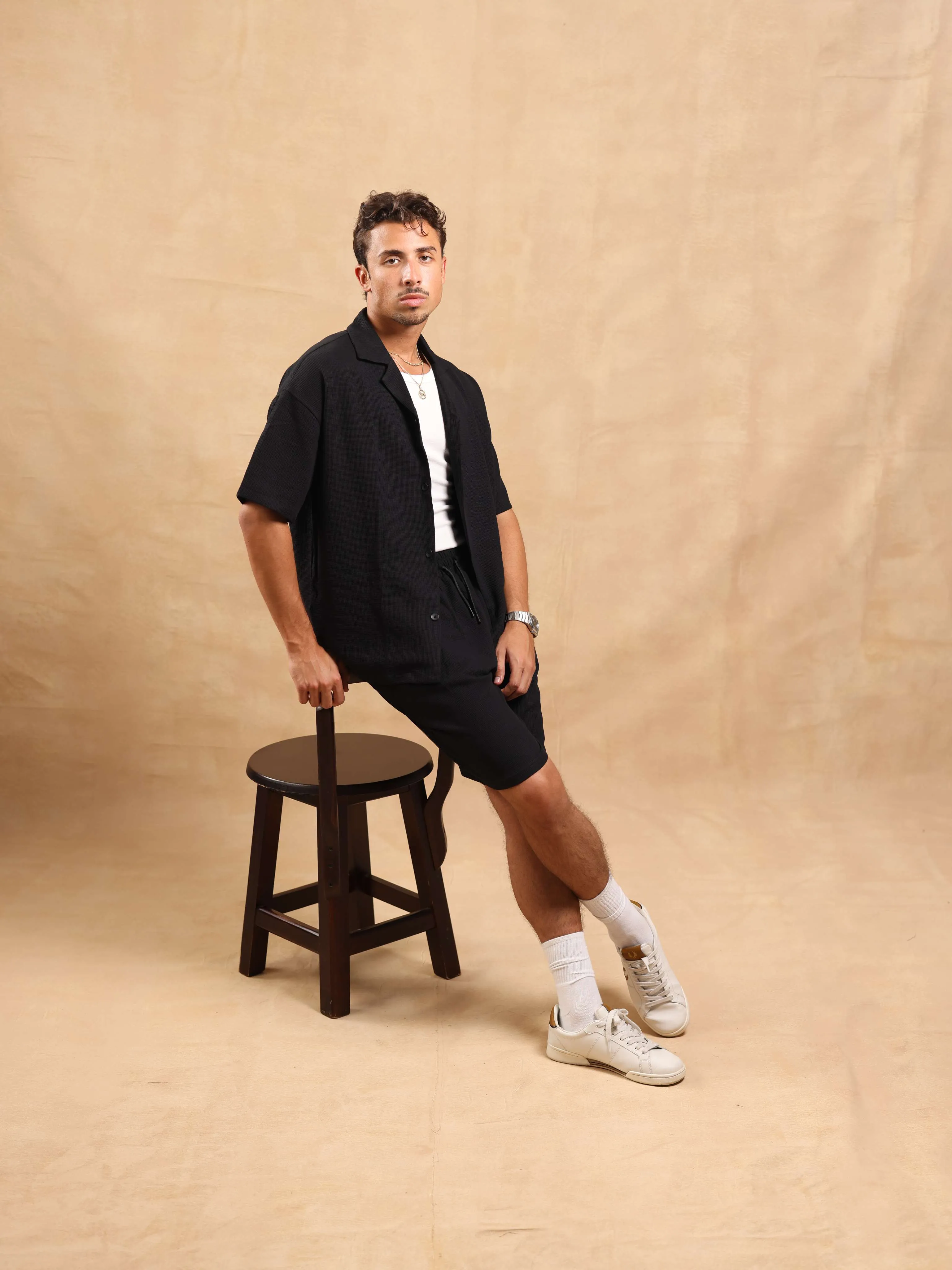TEXTURED SHIRT - BLACK