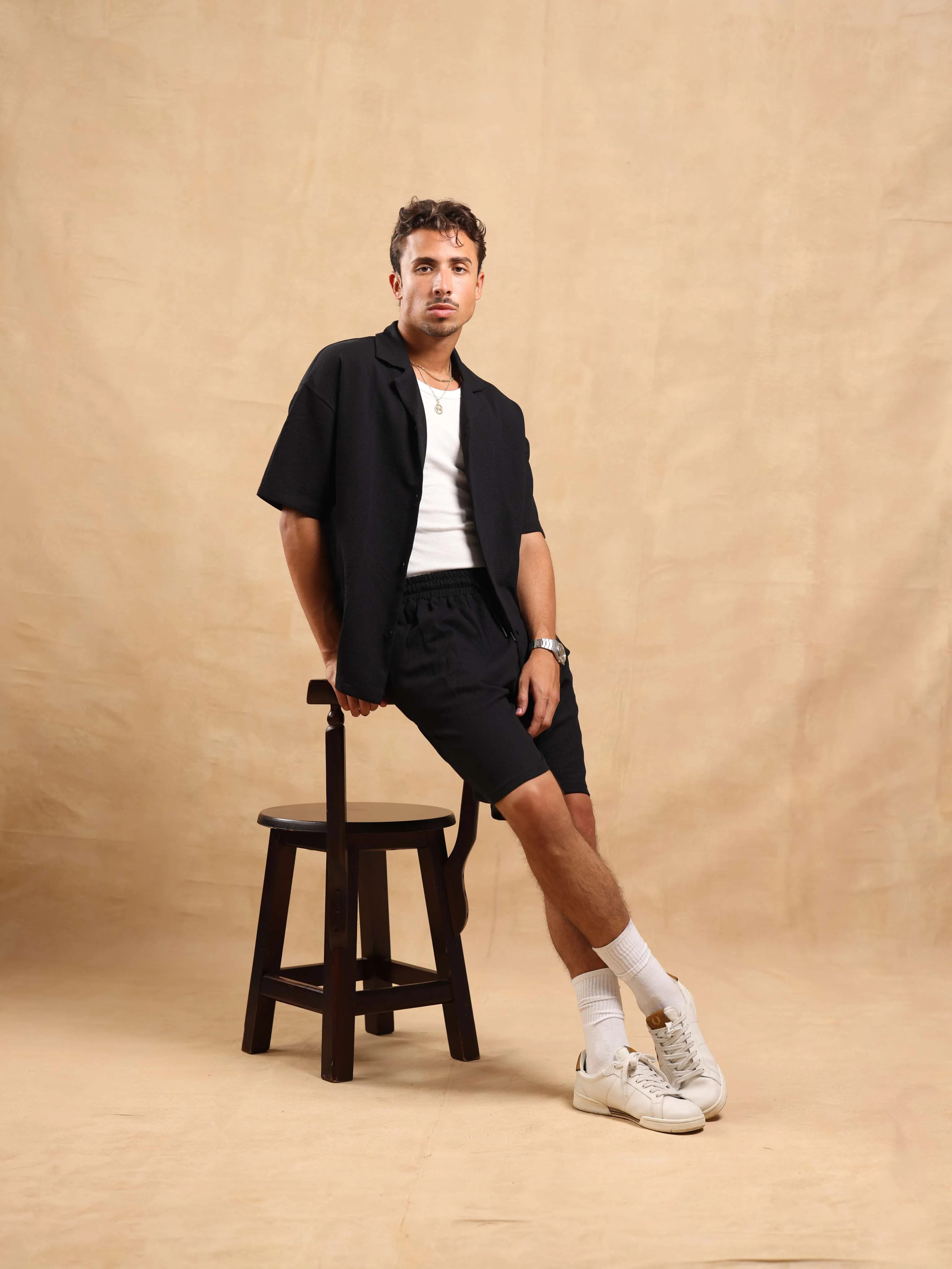 TEXTURED SHIRT - BLACK