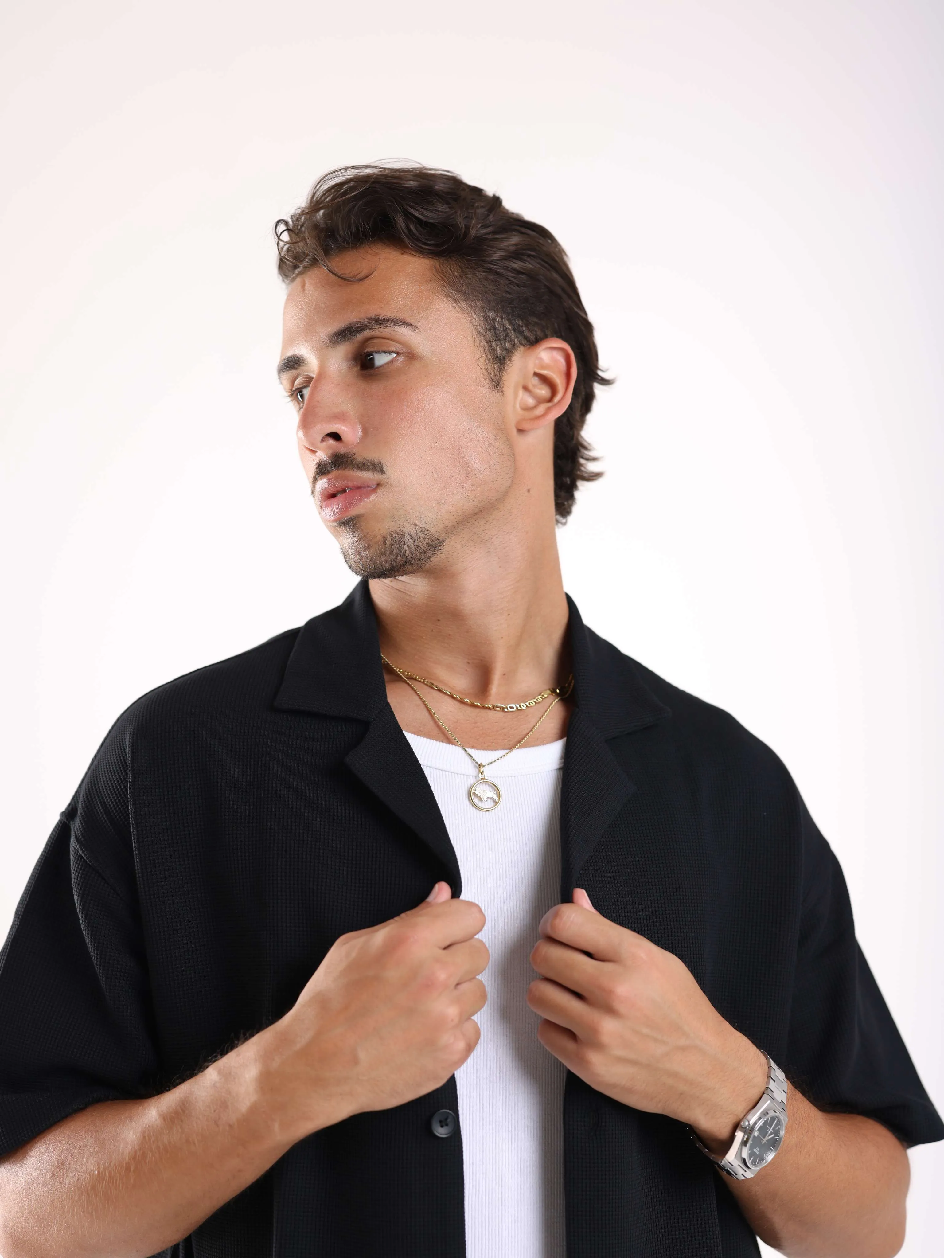 TEXTURED SHIRT - BLACK