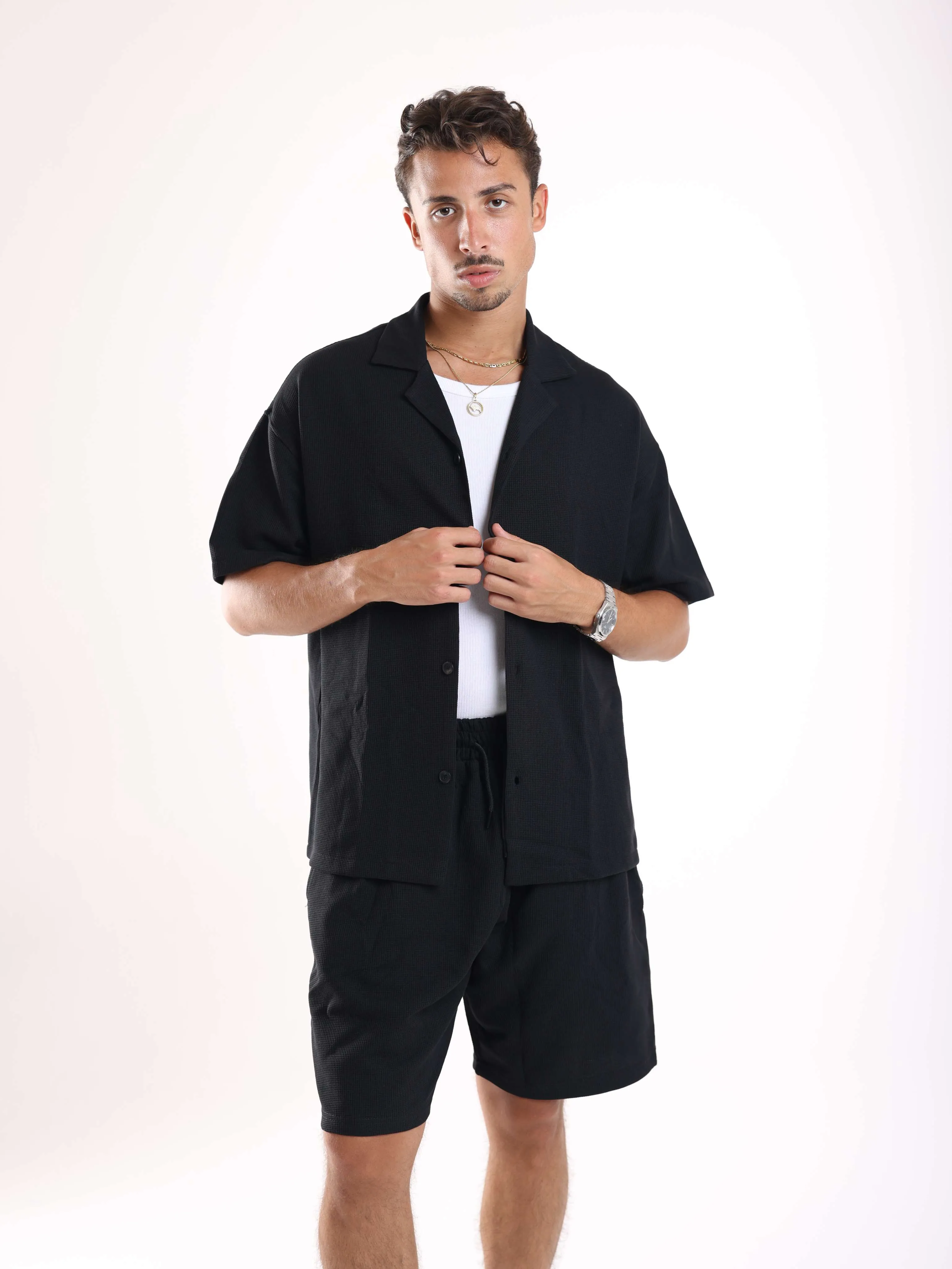 TEXTURED SHIRT - BLACK