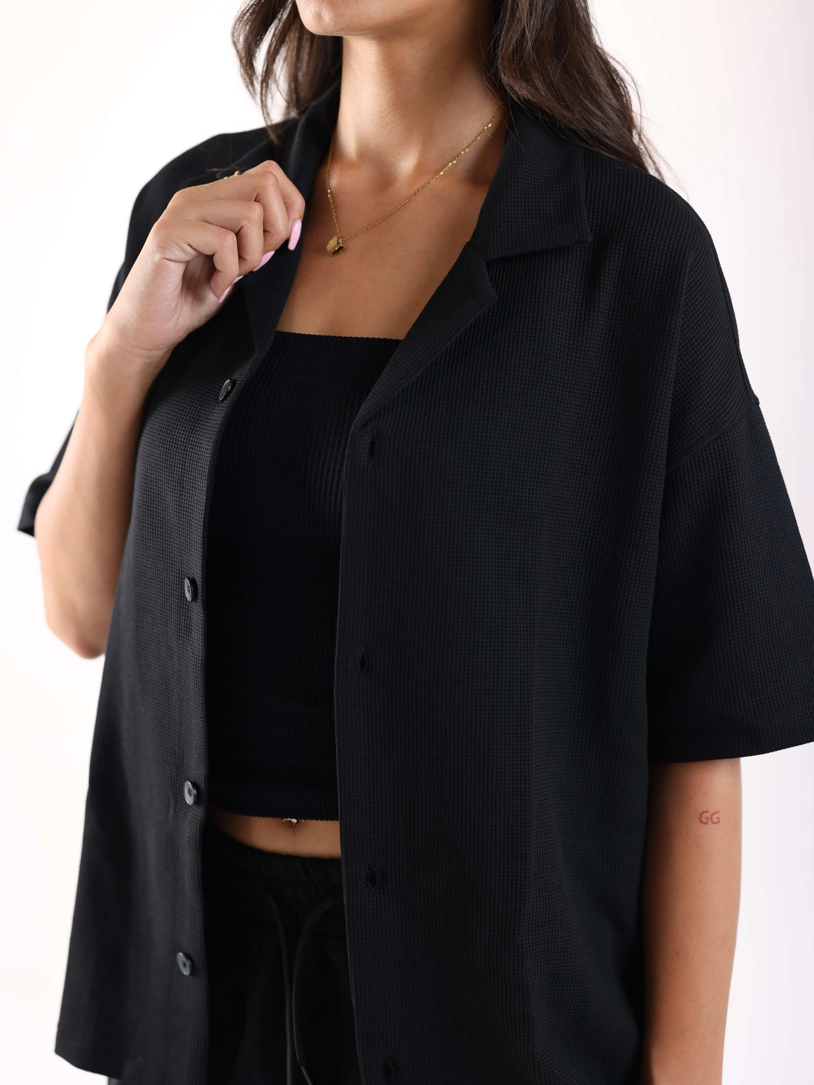 TEXTURED SHIRT - BLACK
