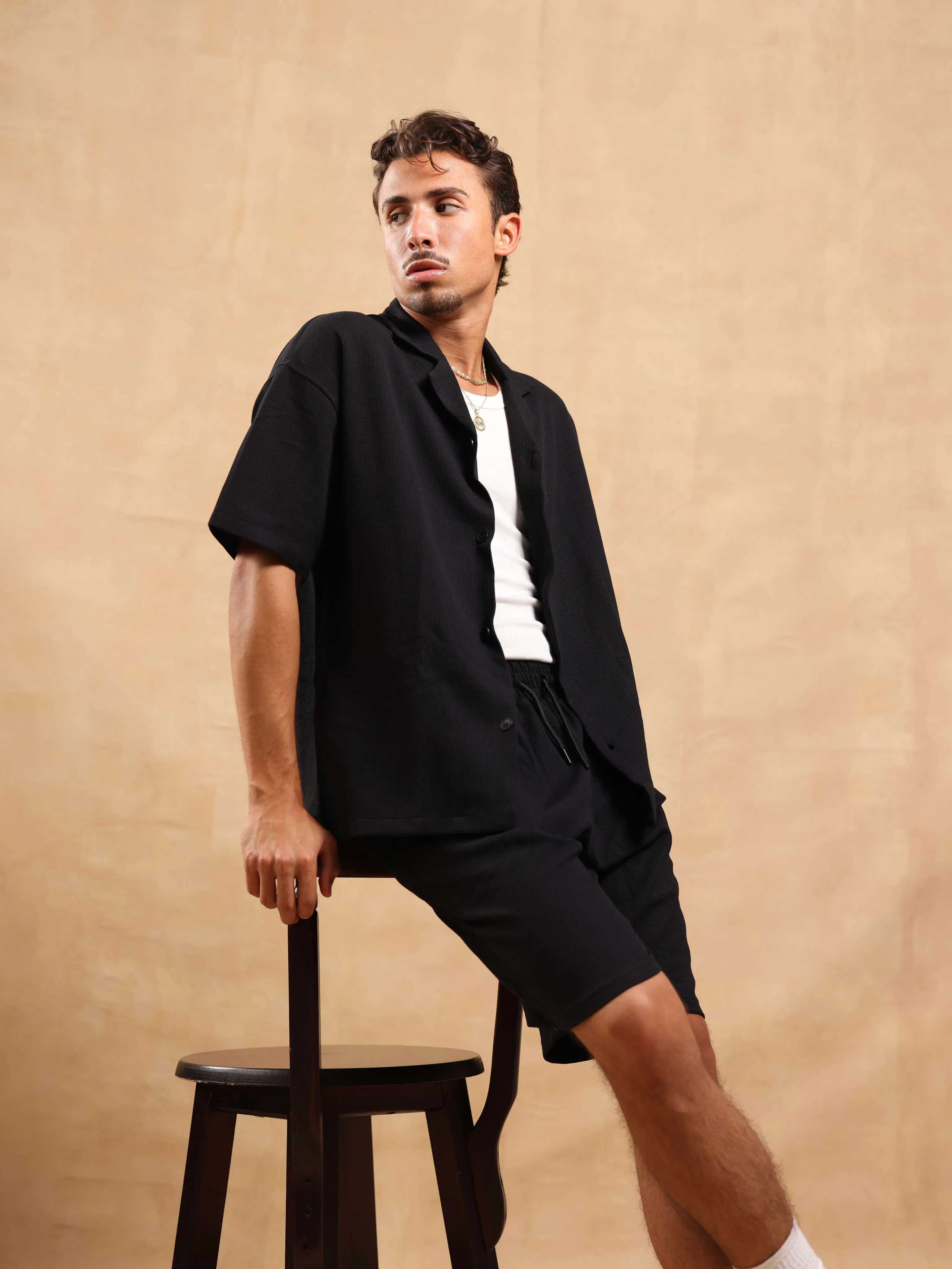 TEXTURED SHIRT - BLACK
