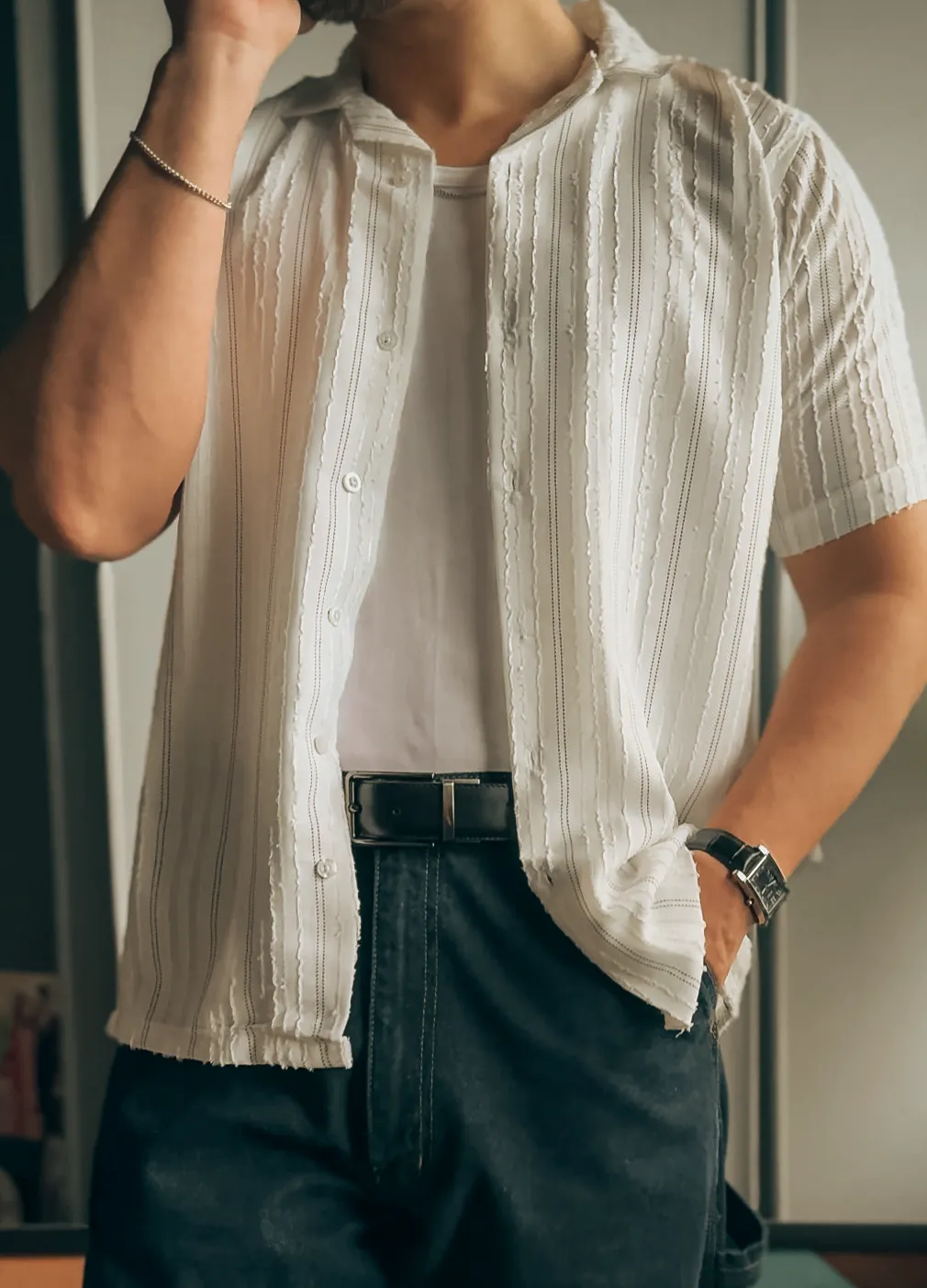 Textured Shirt- White