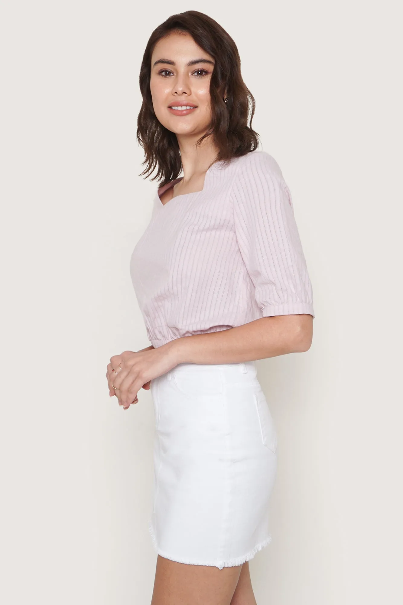 Textured  Square Neck Top