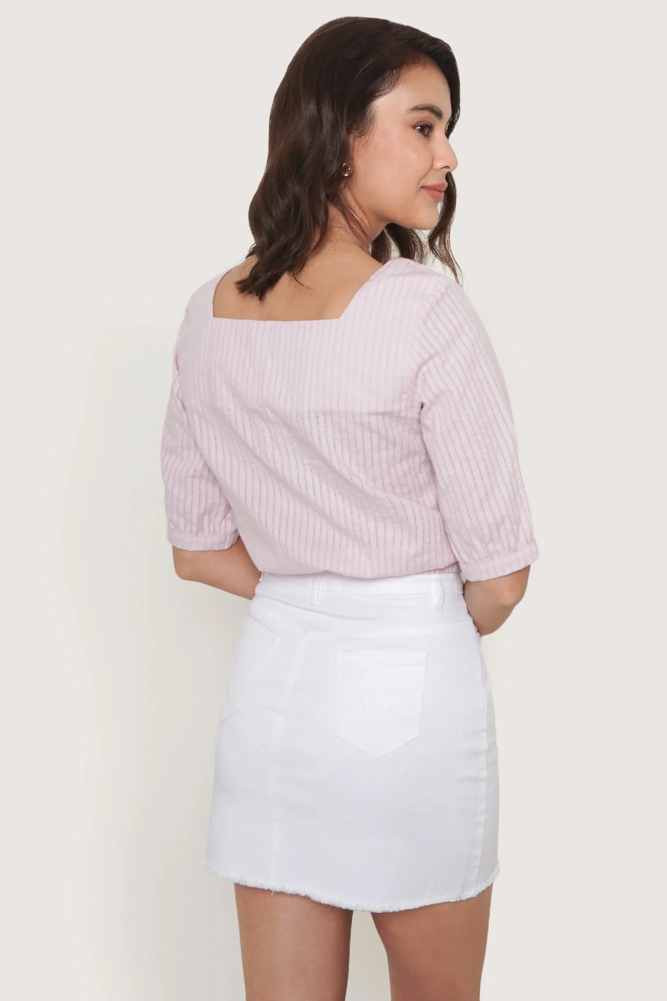 Textured  Square Neck Top