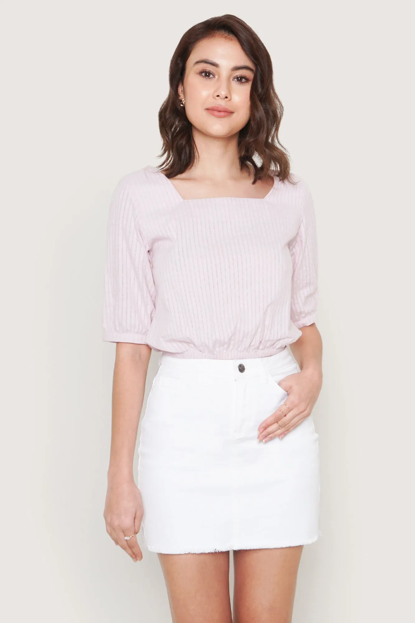 Textured  Square Neck Top