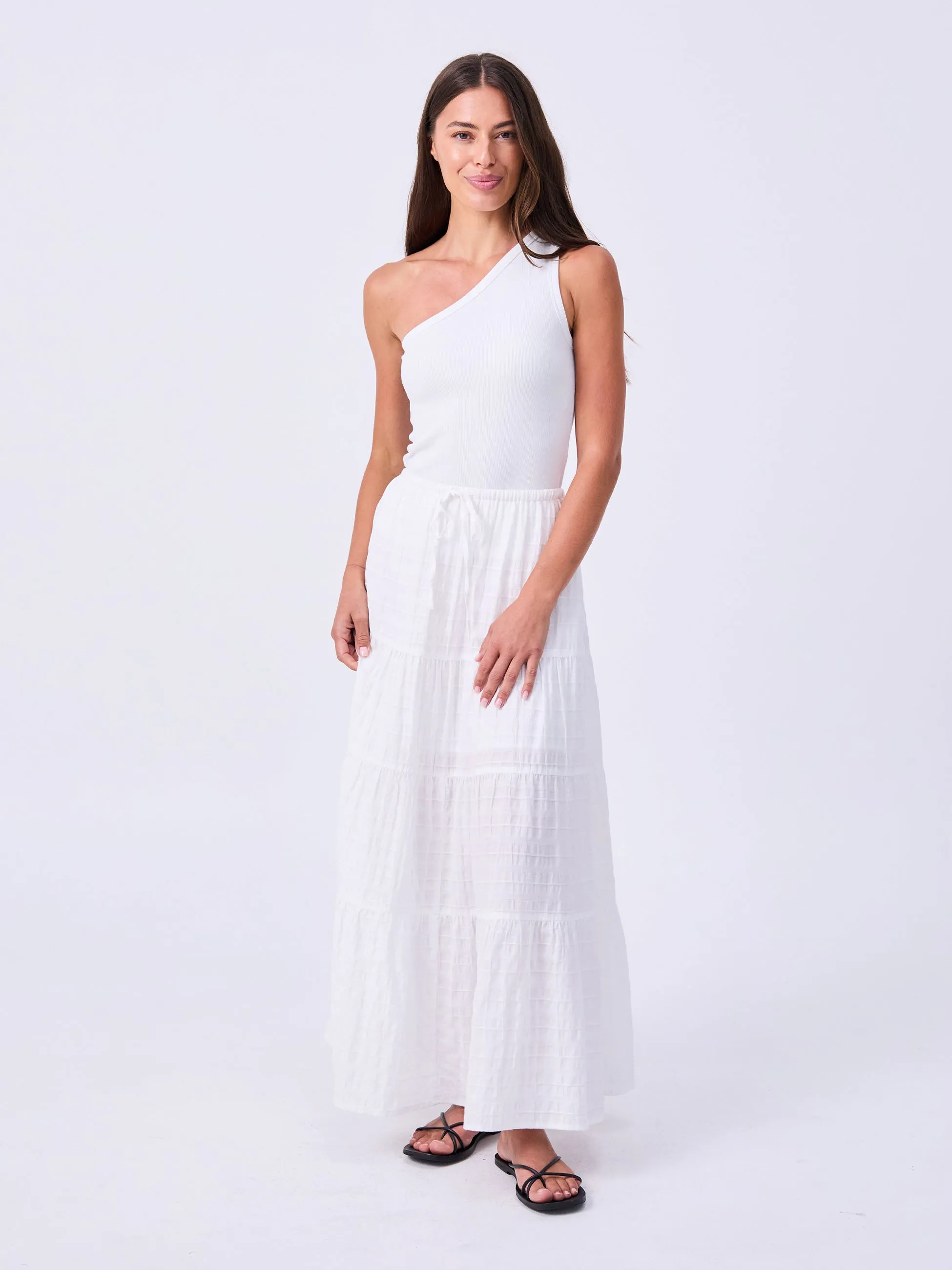 Textured Tiered Skirt - White