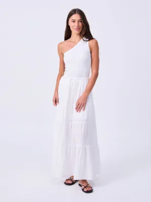 Textured Tiered Skirt - White