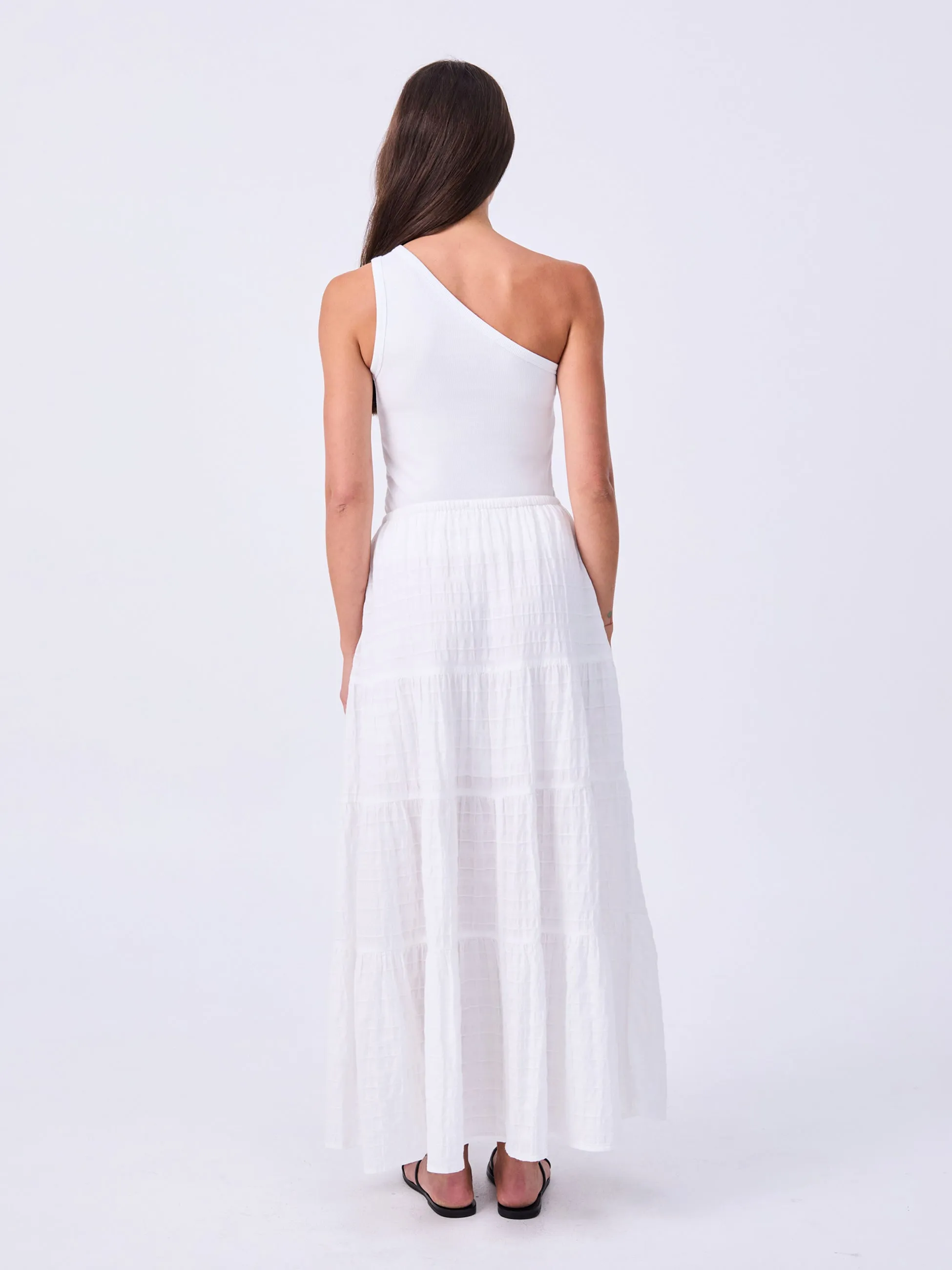 Textured Tiered Skirt - White