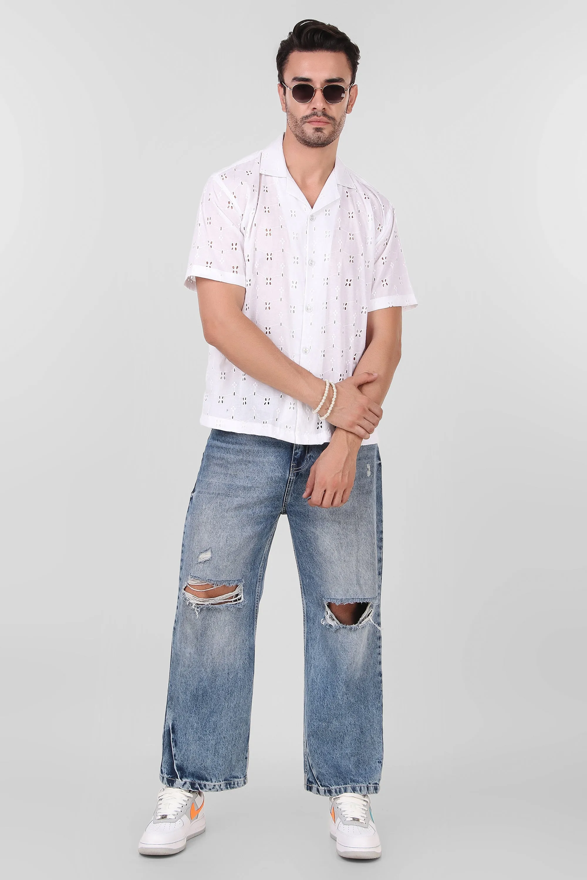 Textured White Shirt