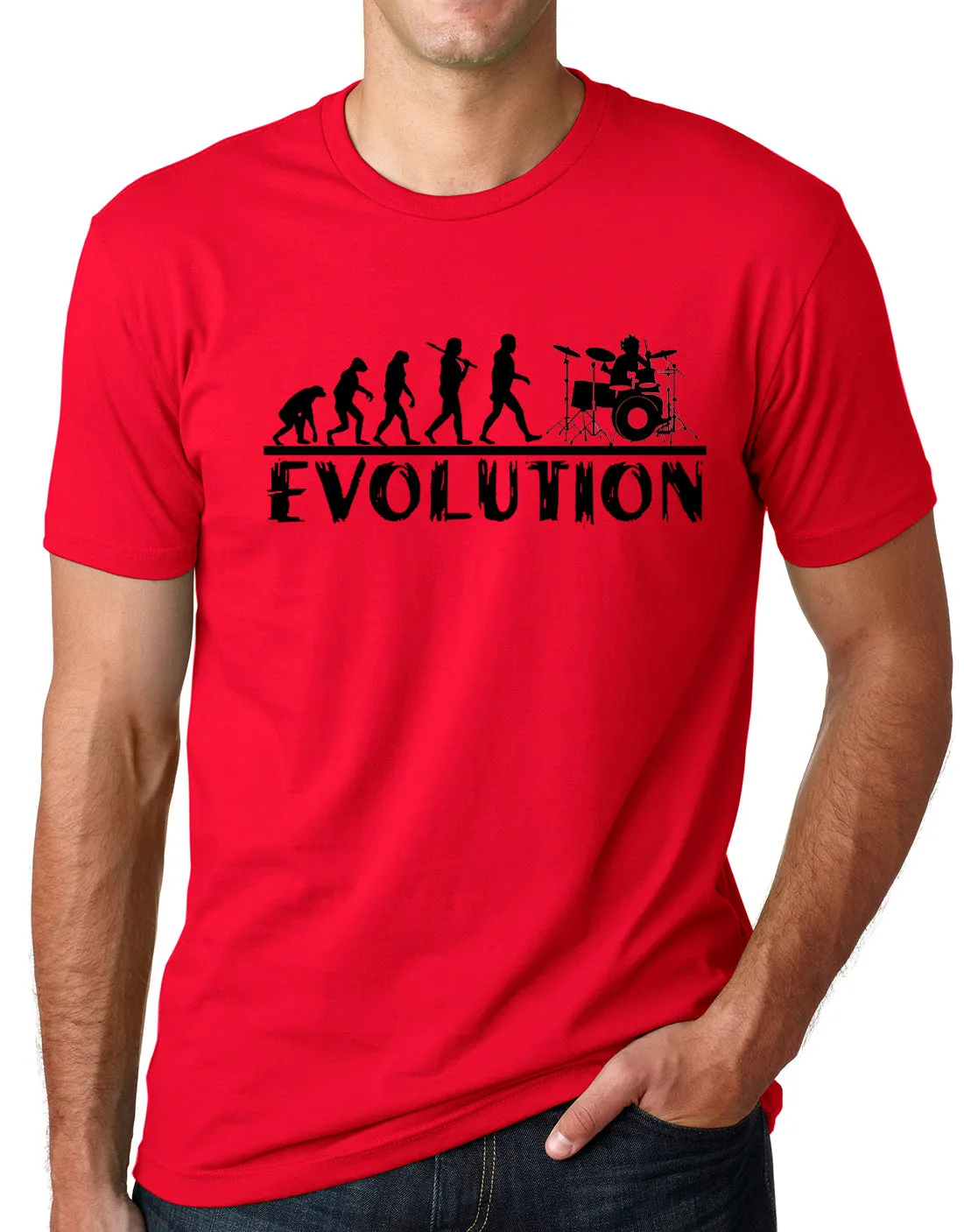 Think Out Loud Apparel Drummer Evolution Funny T-Shirt Musician Drums Humor Tee
