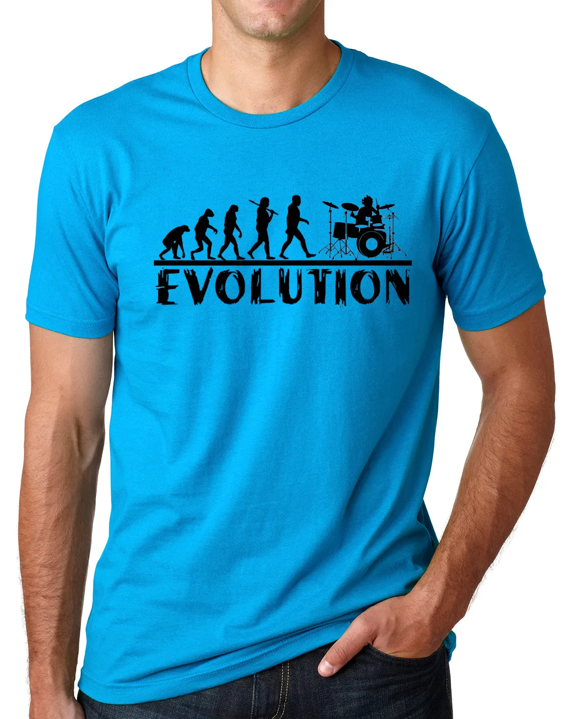 Think Out Loud Apparel Drummer Evolution Funny T-Shirt Musician Drums Humor Tee