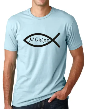 Think Out Loud Apparel Fish and Chips Funny Atheist t Shirt Atheism Humor tee