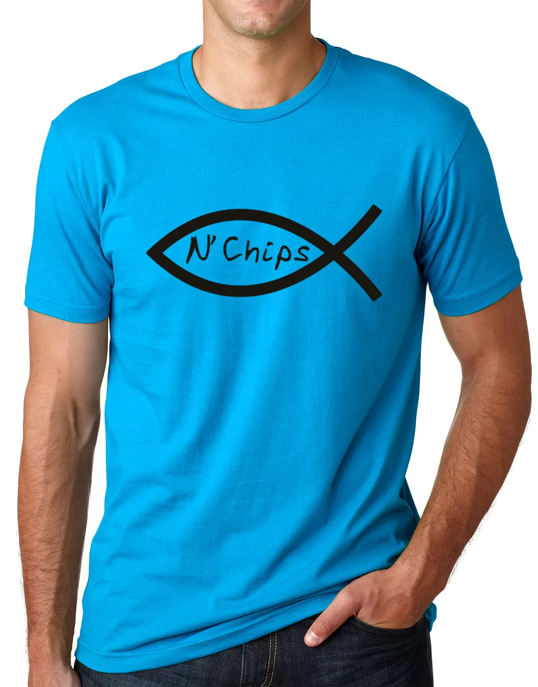 Think Out Loud Apparel Fish and Chips Funny Atheist t Shirt Atheism Humor tee