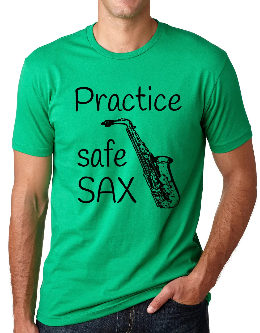 Think Out Loud Apparel Practice Safe Sax Funny Saxophone T Shirt Music Humor Tee T Shirt