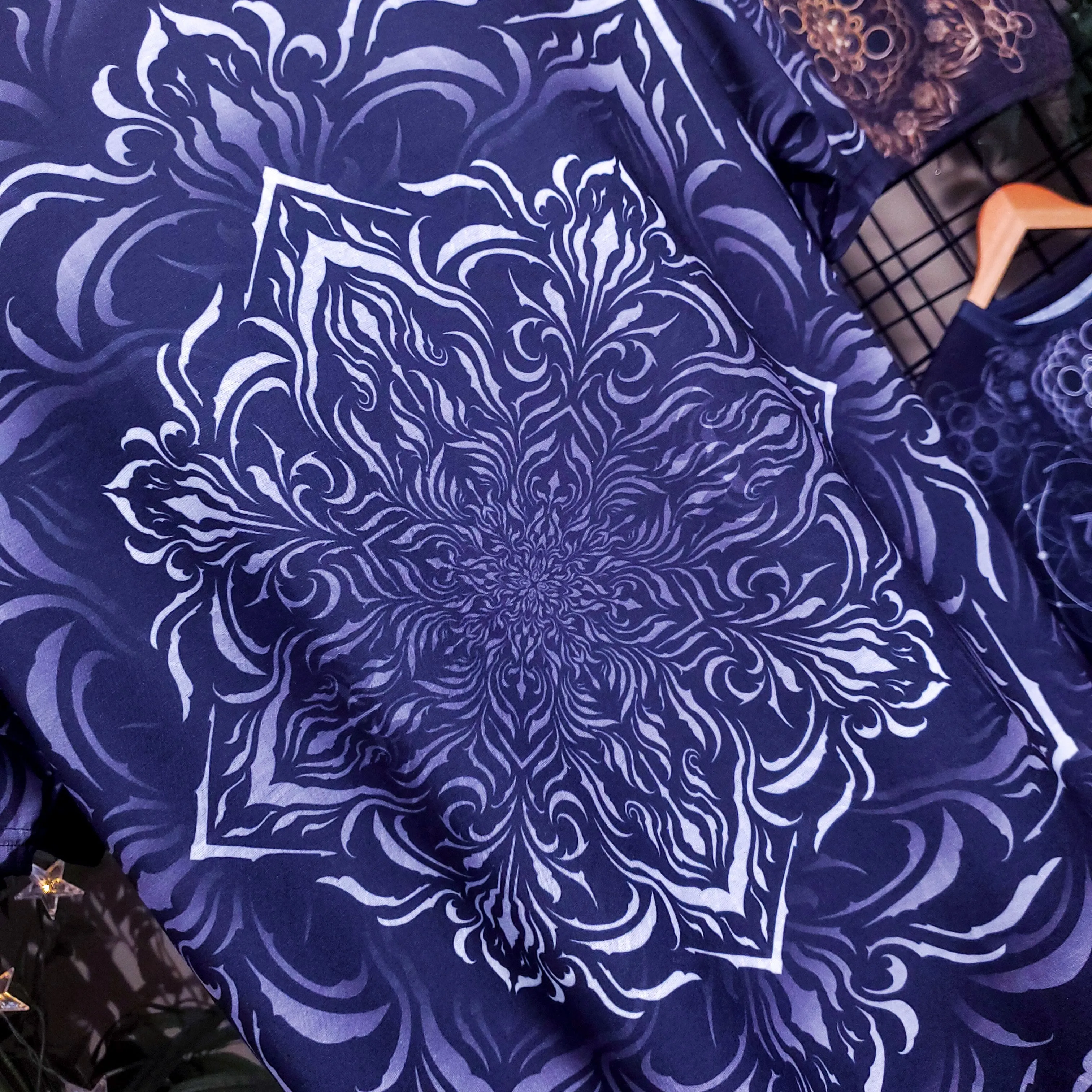 Tibetan Ornament Geometric V1 Black AOP Crew - Yantrat Design