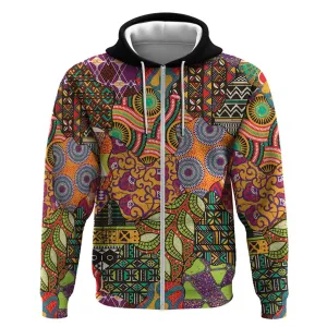 Traditional Ethnic African Vintage Motifs Zip Hoodie LT9