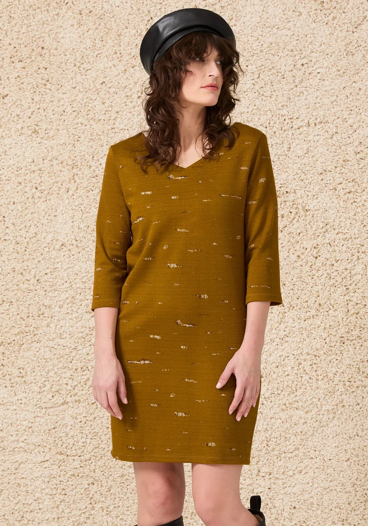 Tree Bark Jacquard Knit Deadstock - Cumin - Swatch