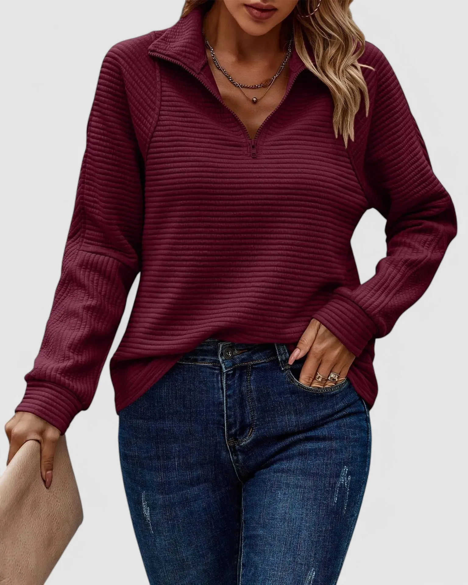 Tui | Textured Quarter-Zip Pullover